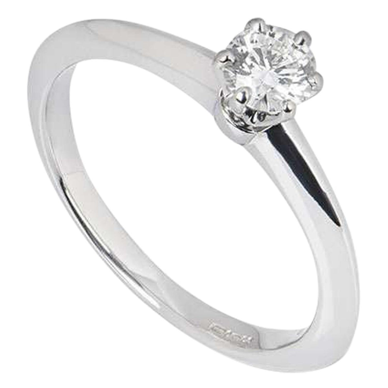 Tiffany and Co. Round Brilliant Cut Diamond Solitaire Engagement Ring 0.32  Carat at 1stDibs