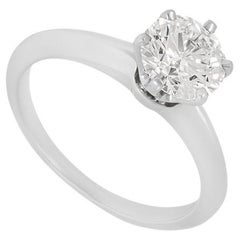 Vintage Tiffany & Co. Round Brilliant Cut Diamond Solitaire Engagement Ring 1.05ct H/VS2