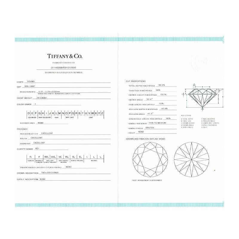 Tiffany & Co. Round Brilliant Cut Diamond Solitaire Engagement Ring 1