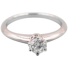 Tiffany & Co. Round Brilliant Diamond 0.28 Carat Platinum Engagement Ring Papers