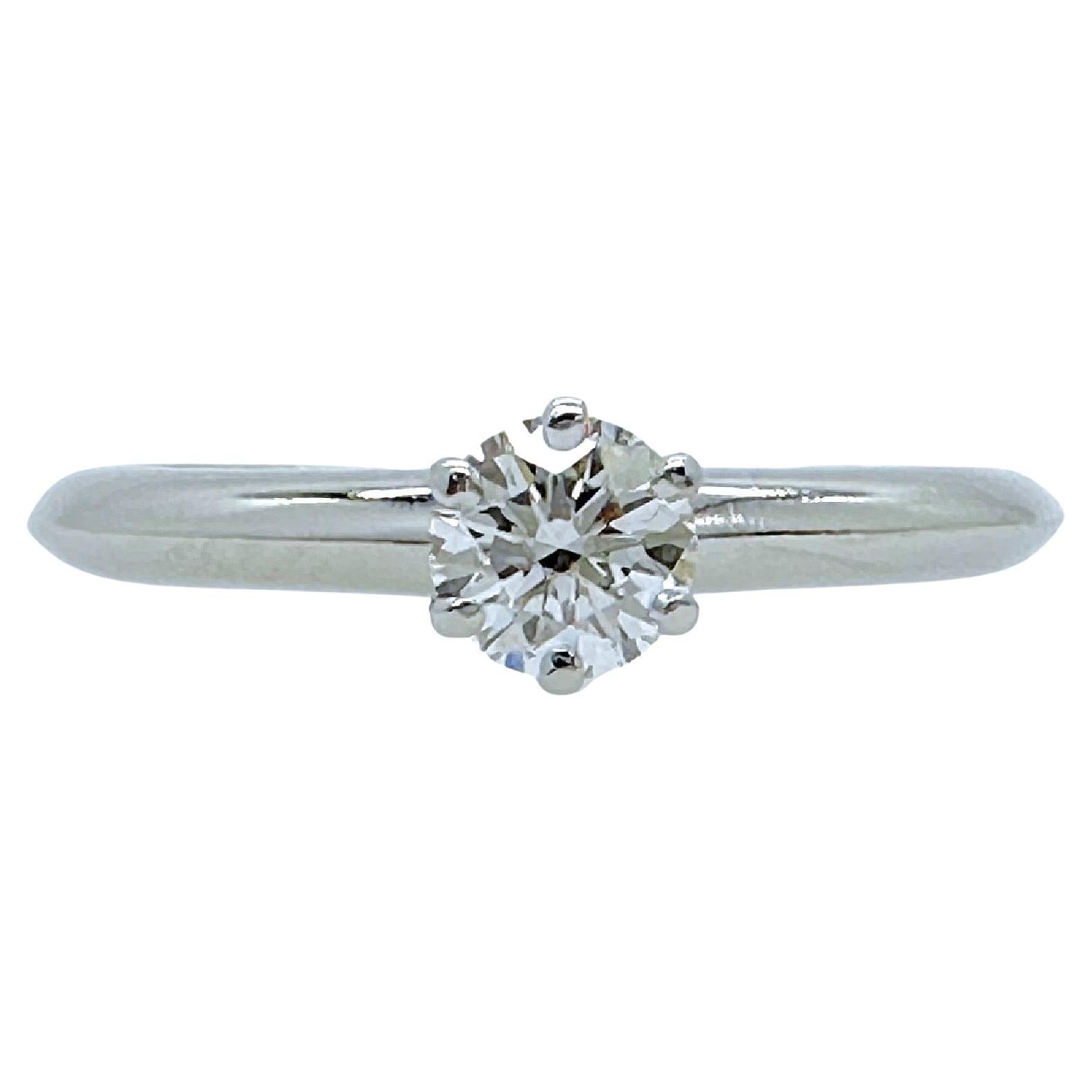 Tiffany & Co. Bague de fiançailles solitaire diamant rond brillant 0,29 cts D IF
