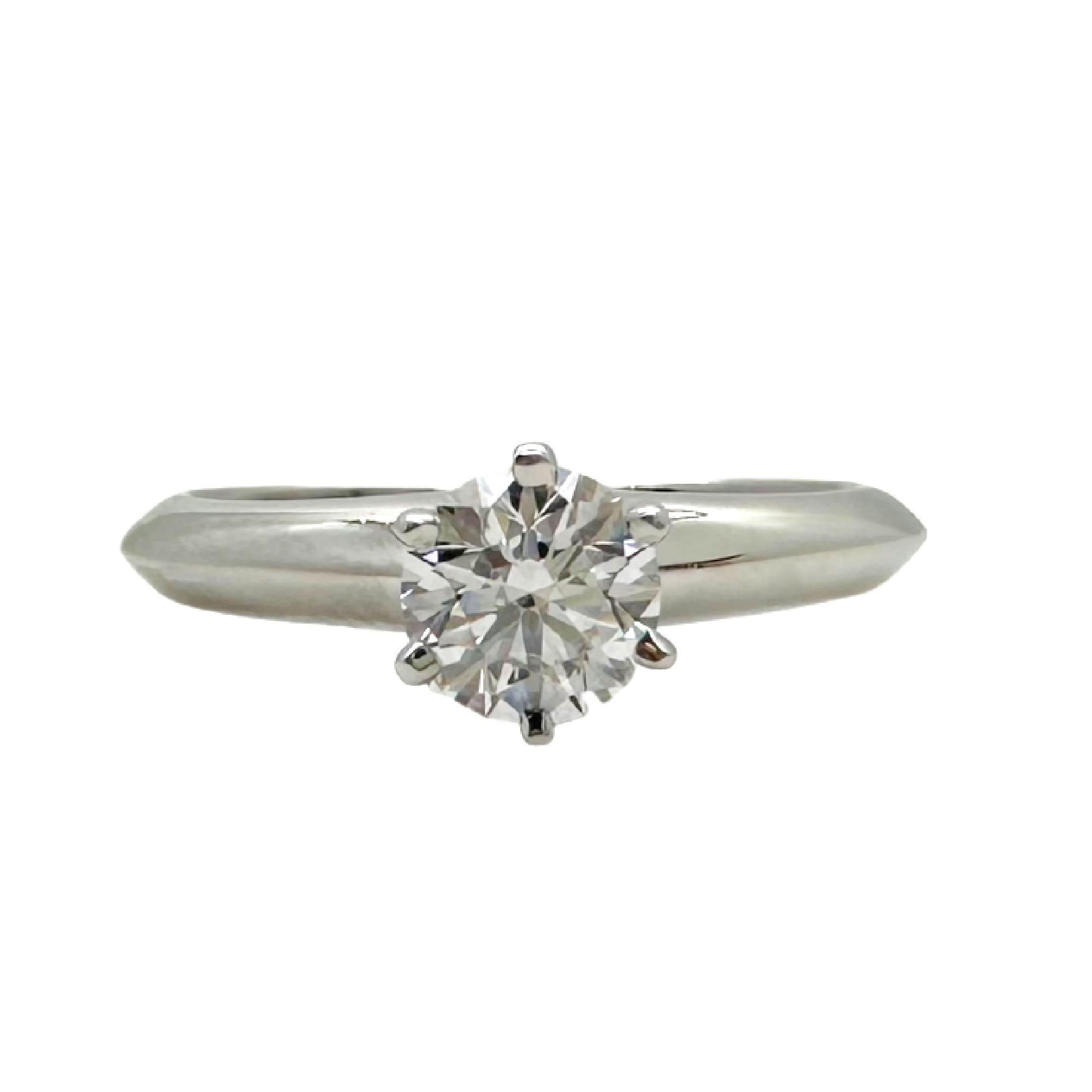 Tiffany & Co Round Brilliant Diamond 0.41 ct E VS1 Solitair Plat Engagement Ring For Sale 9
