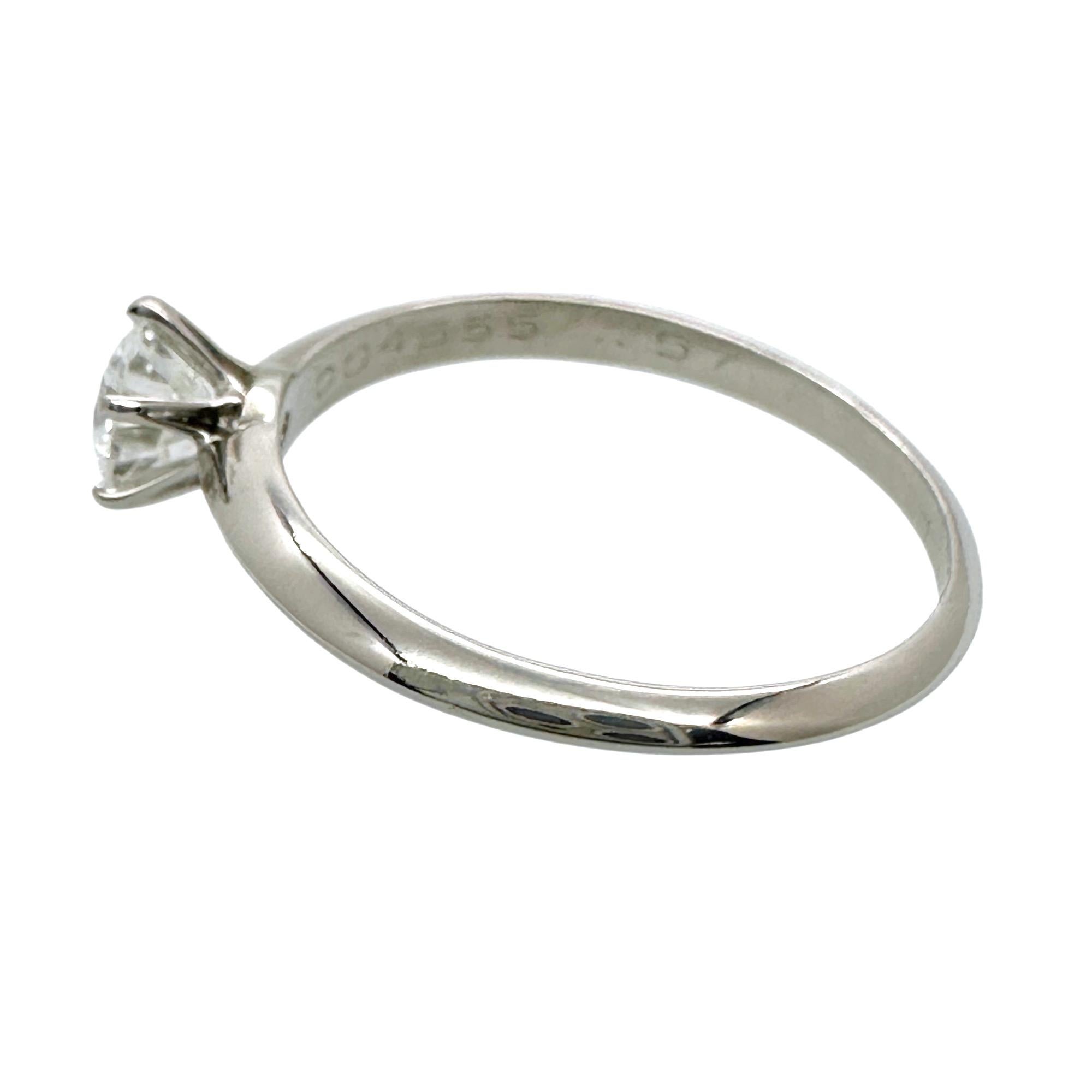 Tiffany & Co. Round Brilliant Diamond 0.57 cts G VVS1 Solitaire Engagement Ring For Sale 4