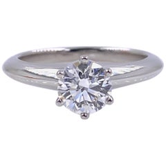 Tiffany & Co. Round Brilliant Diamond 0.74 Carat I VS1 Engagement Ring Platinum