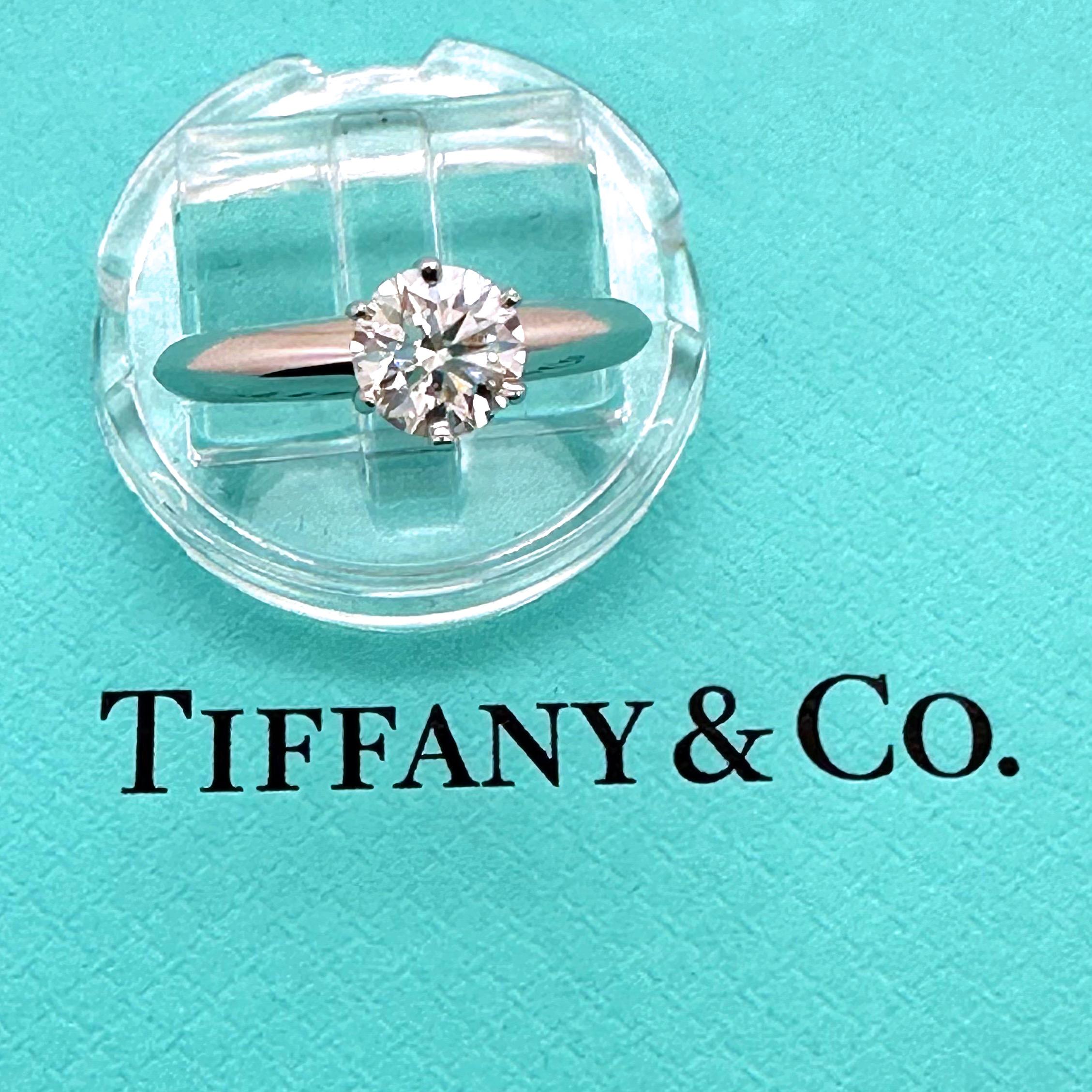 TIFFANY & CO Round Brilliant Diamond 0.75 cts I VS1 Platinum Engagement Ring For Sale 7