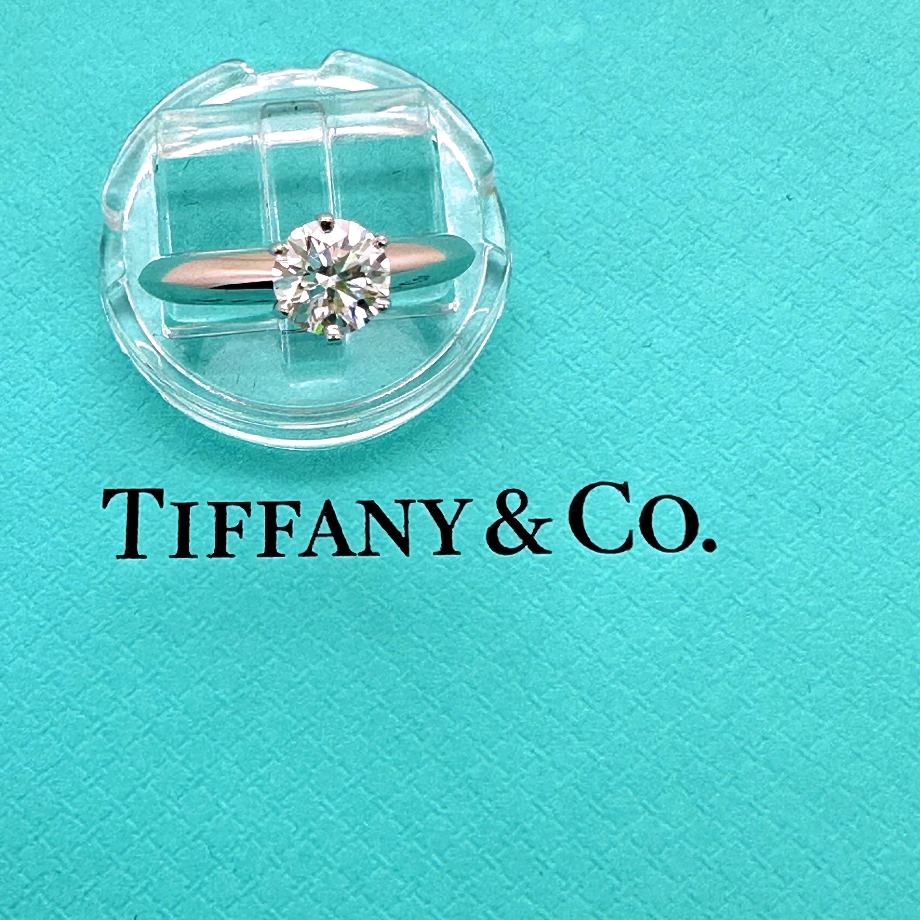 TIFFANY & CO Round Brilliant Diamond 0.75 cts I VS1 Platinum Engagement Ring For Sale 8