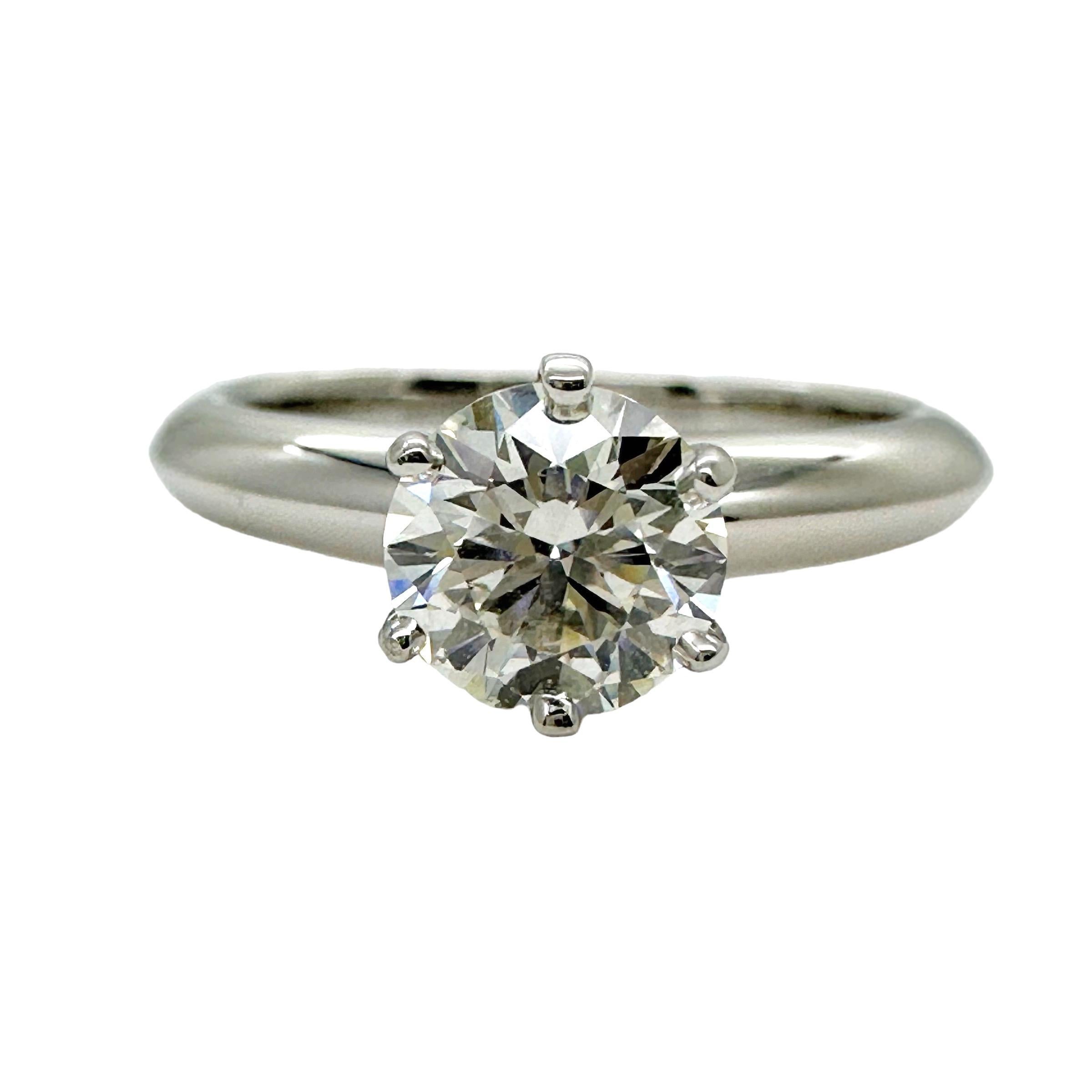 TIFFANY & CO Round Brilliant Diamond 0.75 cts I VS1 Platinum Engagement Ring For Sale 11