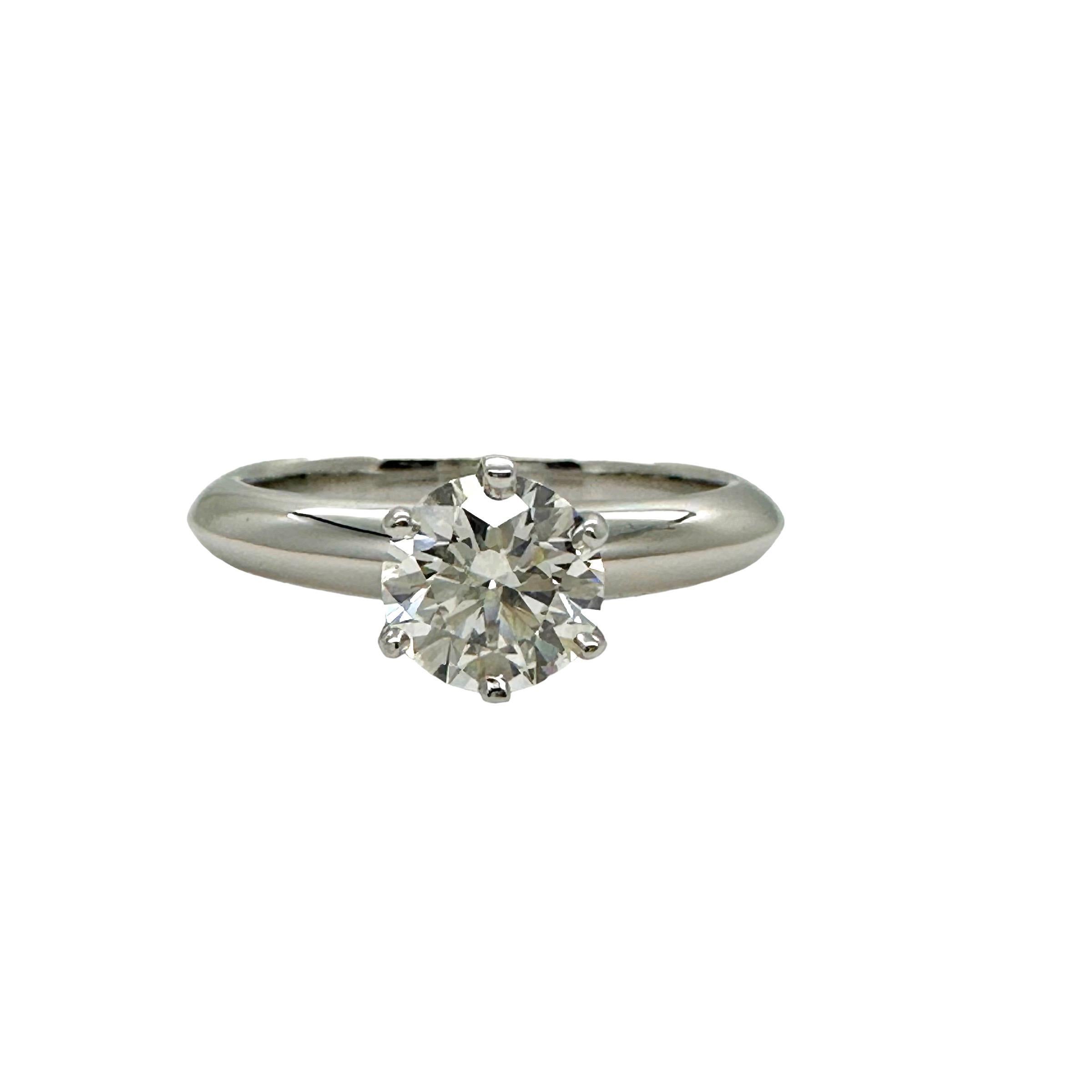 TIFFANY & CO Round Brilliant Diamond 0.75 cts I VS1 Platinum Engagement Ring For Sale 12