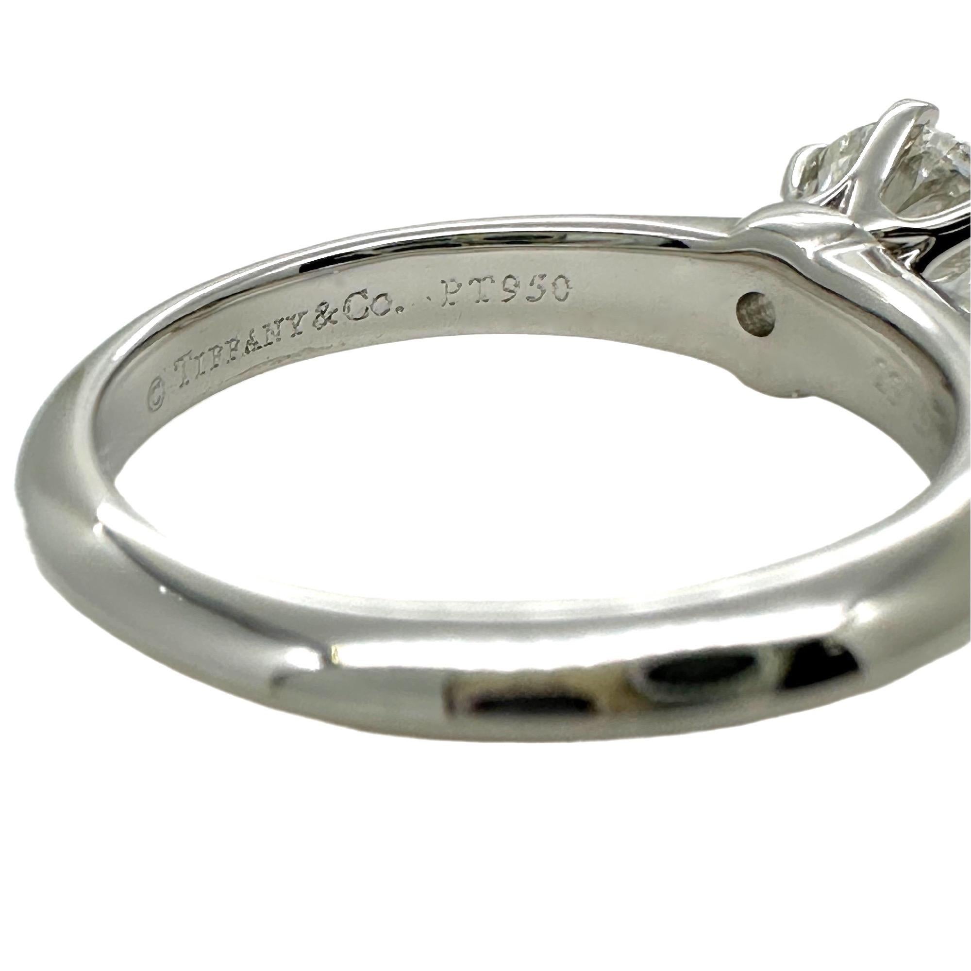 TIFFANY & CO Round Brilliant Diamond 0.75 cts I VS1 Platinum Engagement Ring For Sale 2
