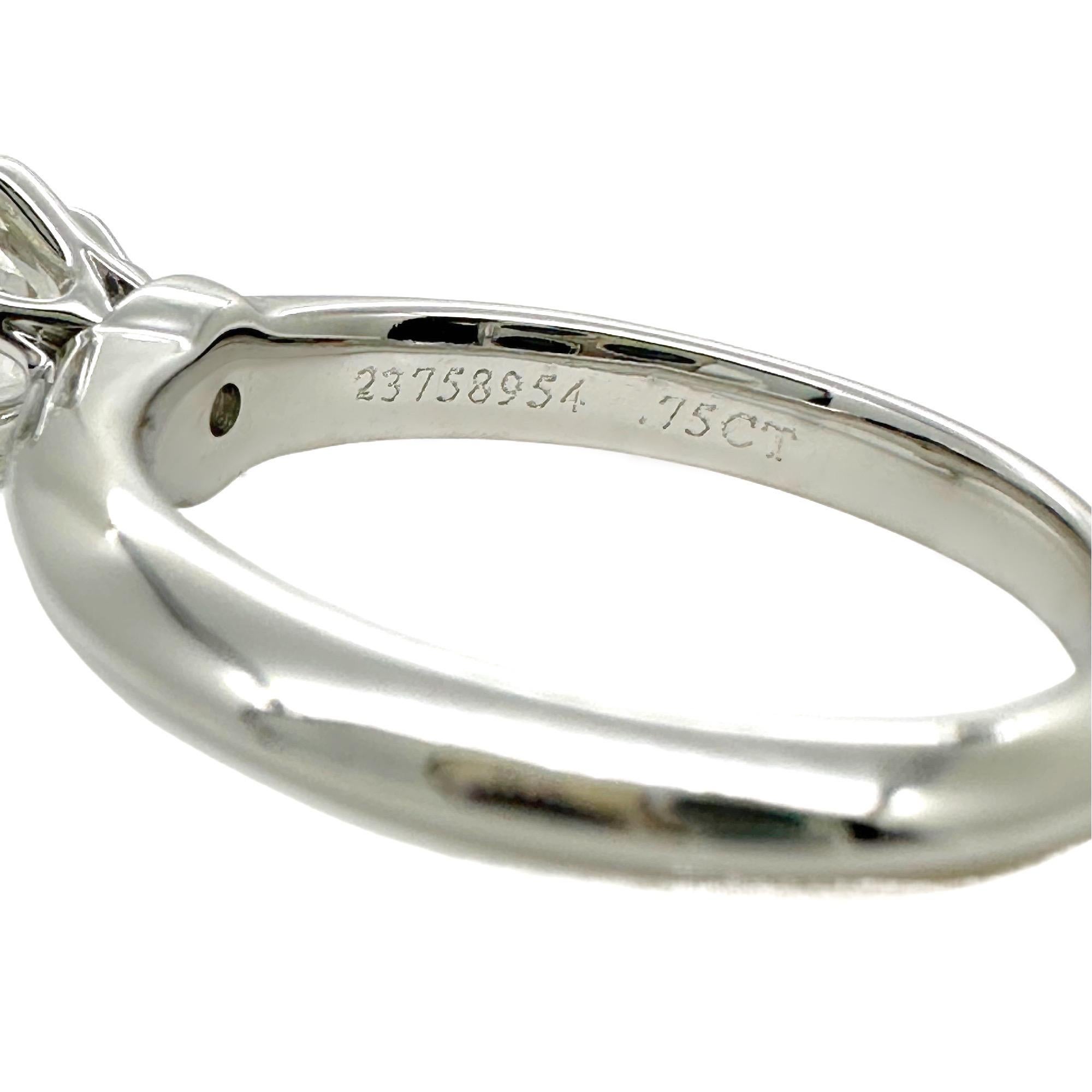 TIFFANY & CO Round Brilliant Diamond 0.75 cts I VS1 Platinum Engagement Ring For Sale 4