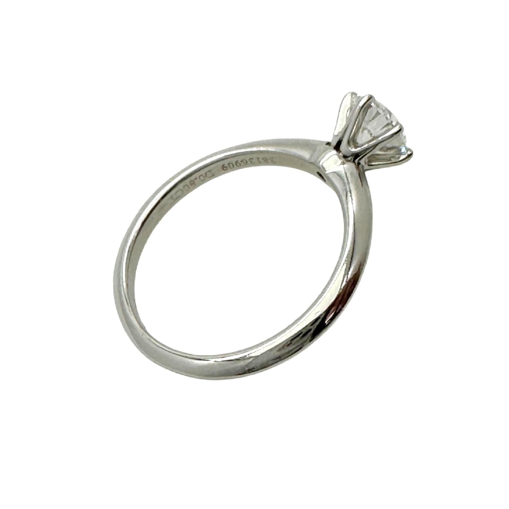 Tiffany & Co. Round Brilliant Diamond 0.80 cts H VS1 Engagement Ring in Platinum For Sale 7