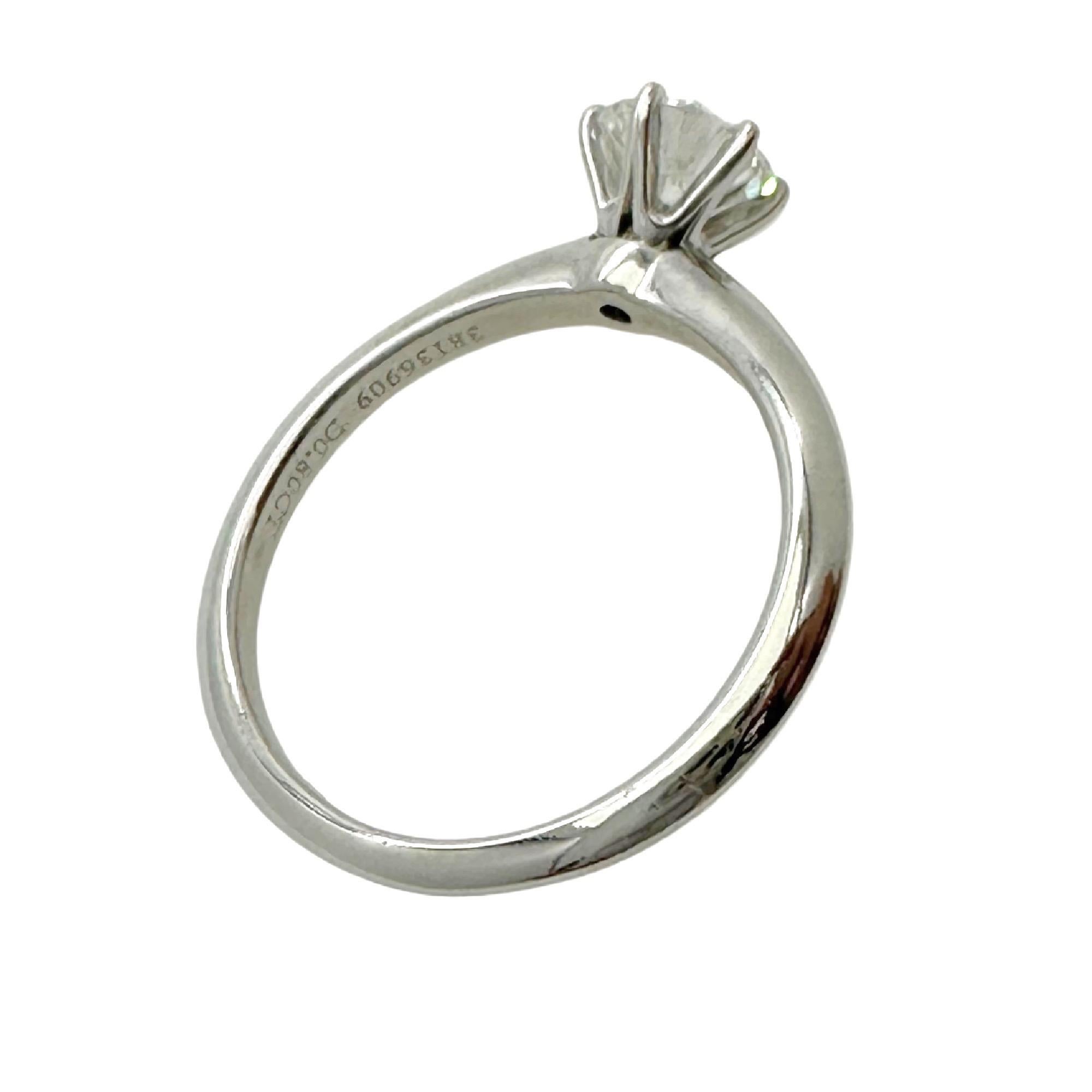 Tiffany & Co. Round Brilliant Diamond 0.80 cts H VS1 Engagement Ring in Platinum For Sale 4
