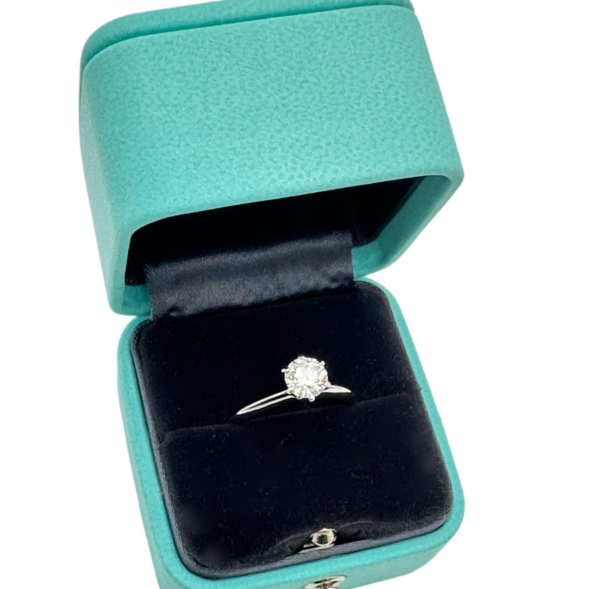 Tiffany & Co Platinum Diamond Engagement Ring Round 0.84 ct H SI1 6