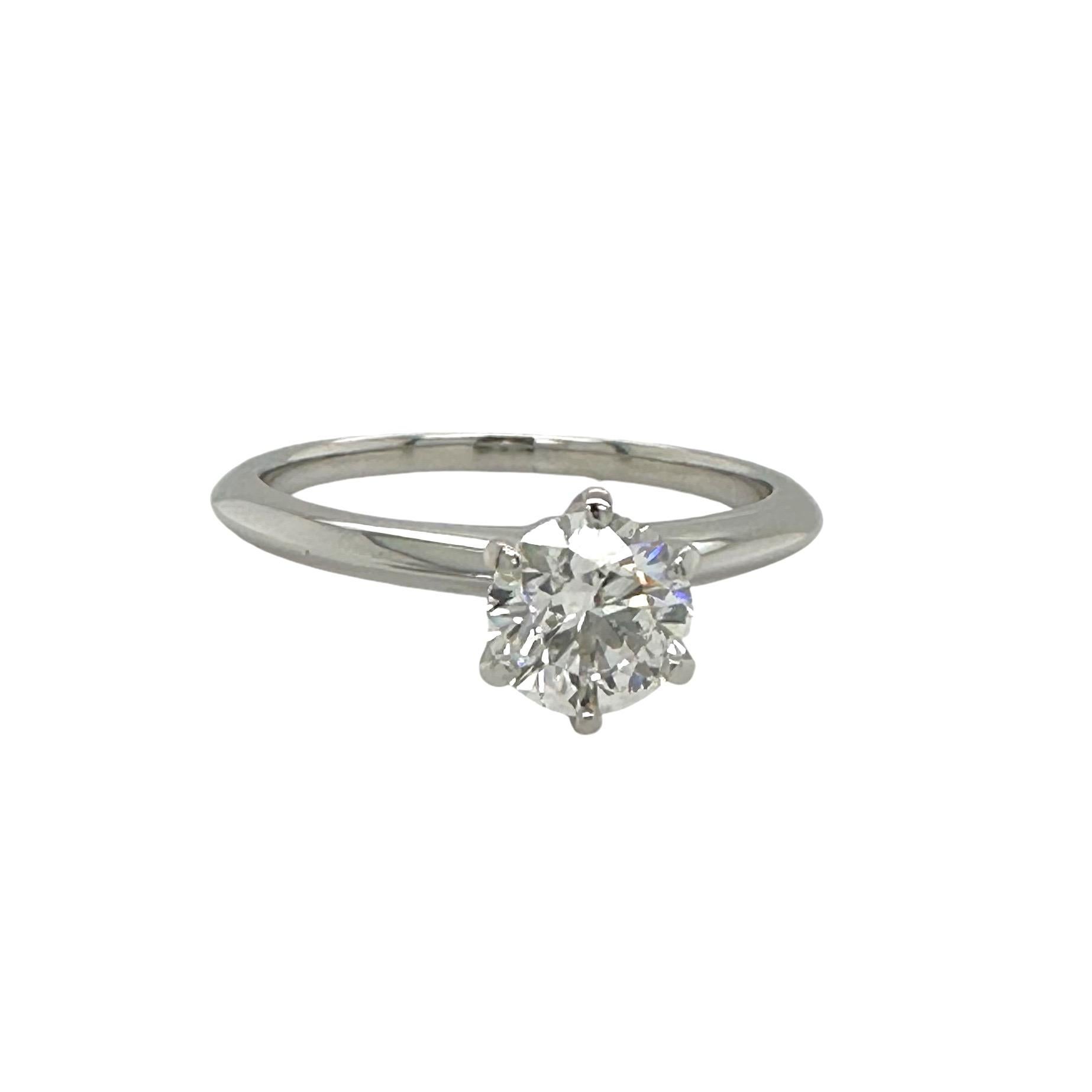 Tiffany & Co Platinum Diamond Engagement Ring Round 0.84 ct H SI1 15