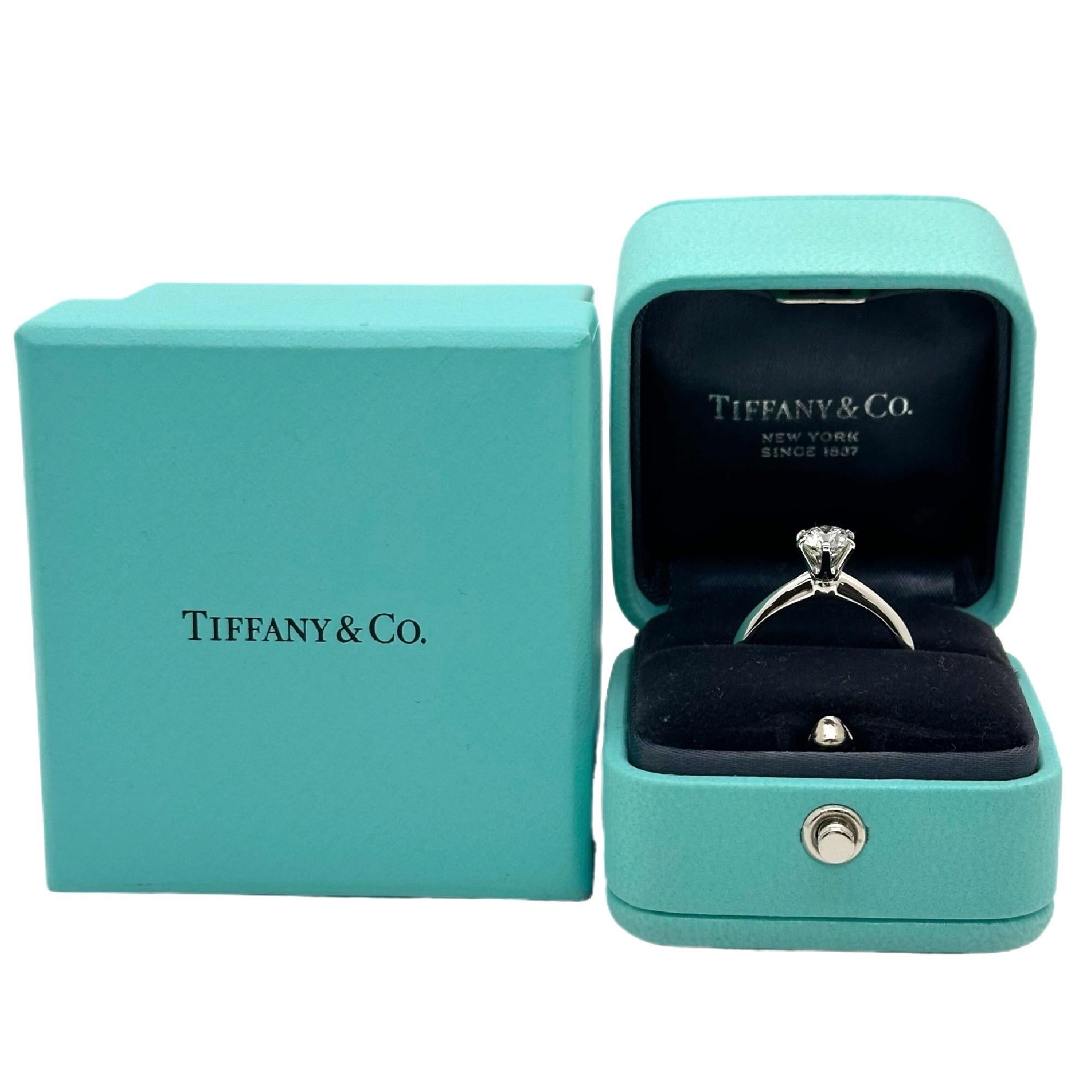 Women's Tiffany & Co Platinum Diamond Engagement Ring Round 0.84 ct H SI1