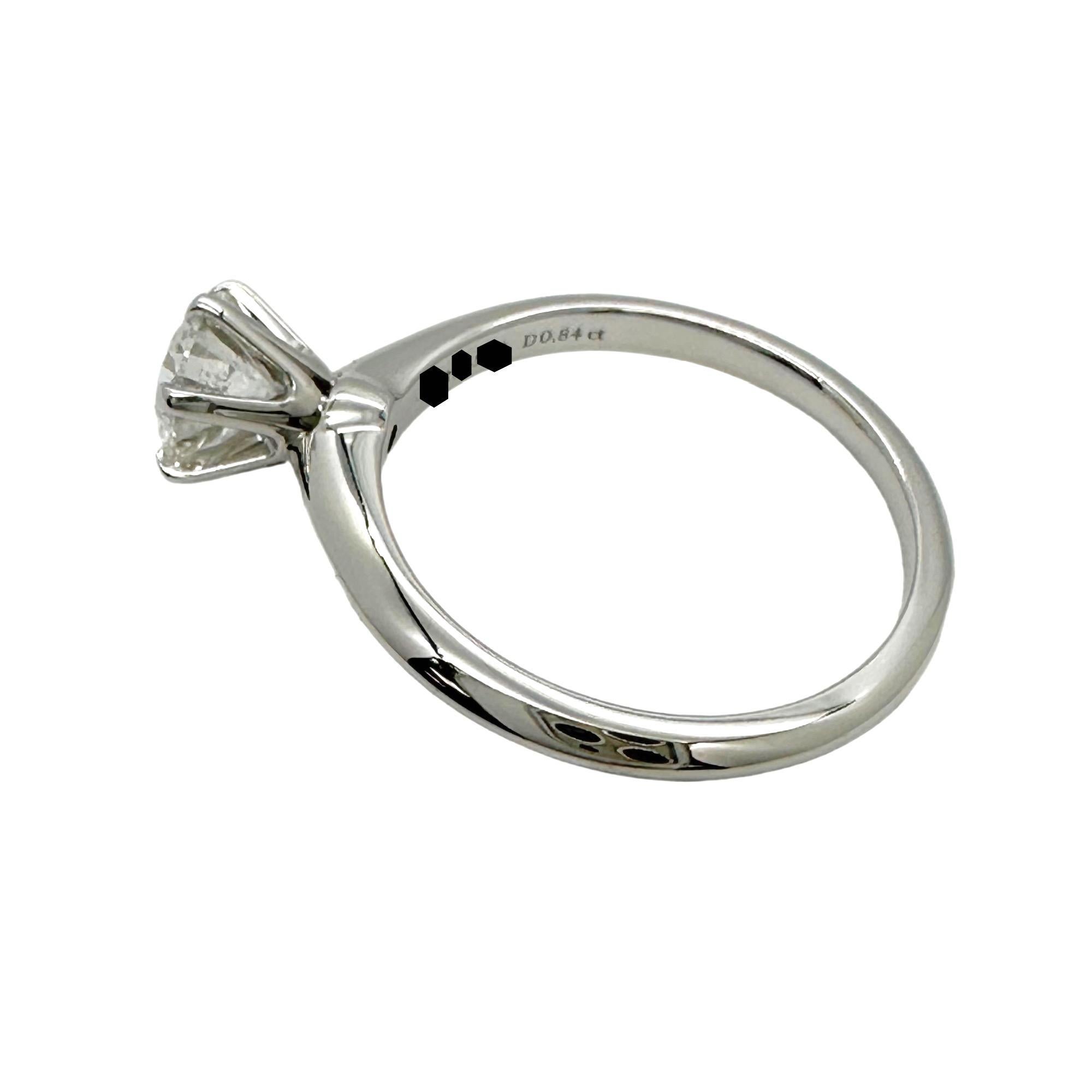 Tiffany & Co Platinum Diamond Engagement Ring Round 0.84 ct H SI1 3