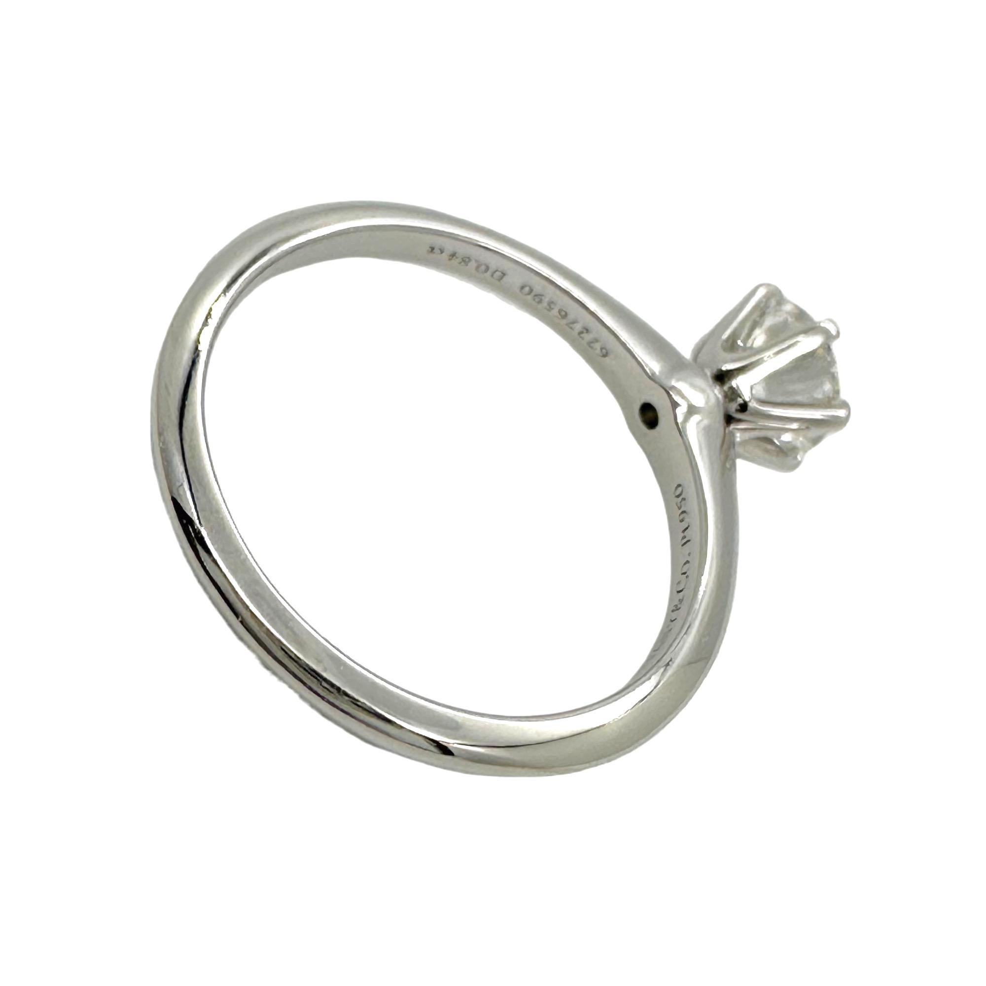 Tiffany & Co Platinum Diamond Engagement Ring Round 0.84 ct H SI1 4
