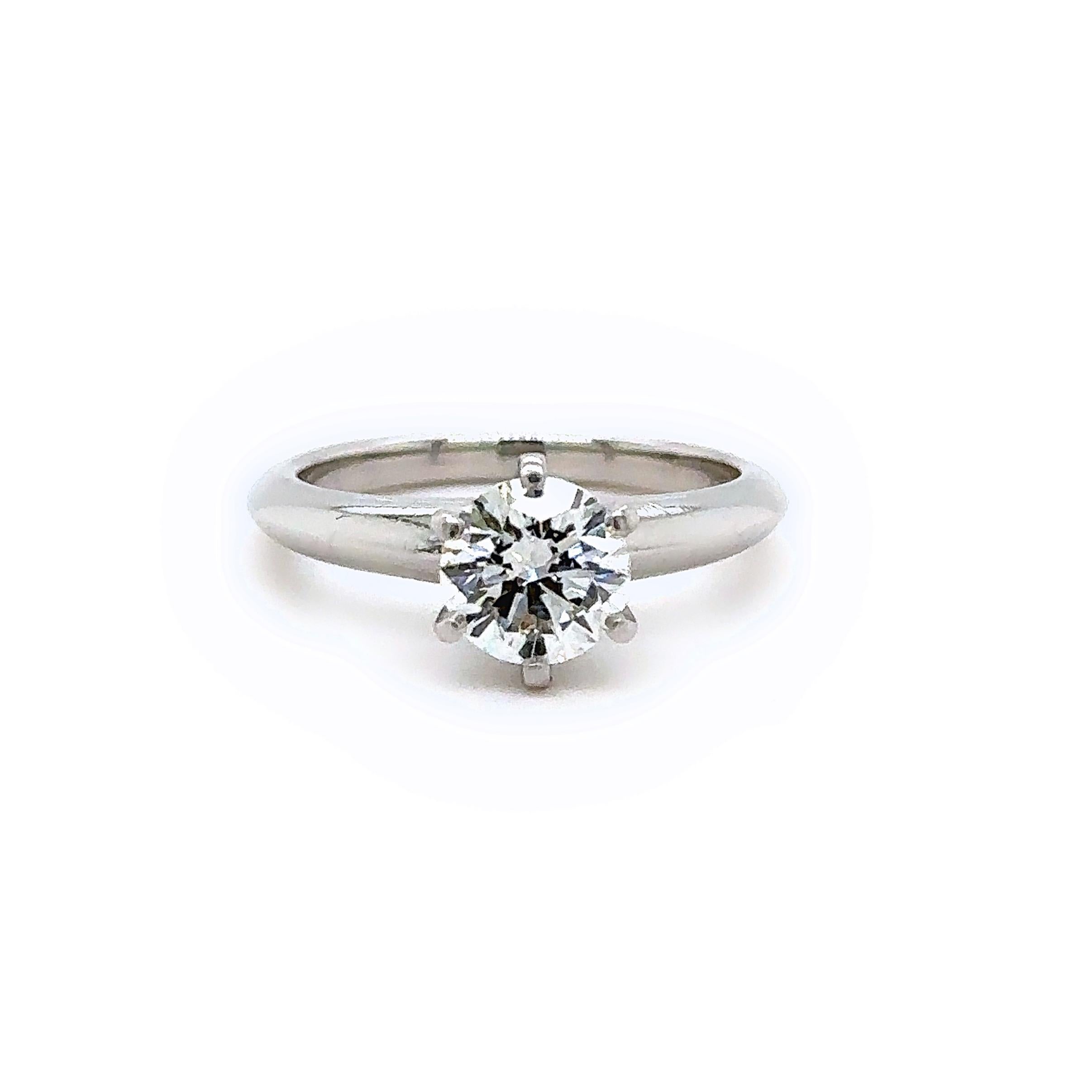 Tiffany & Co. Round Brilliant Diamond 1.05 Cts I VVS2 Engagement Ring Platinum For Sale 3