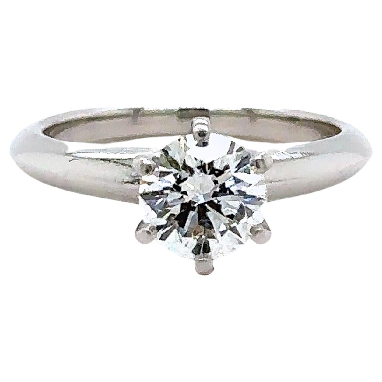 Tiffany & Co. Round Brilliant Diamond 1.05 Cts I VVS2 Engagement Ring Platinum For Sale