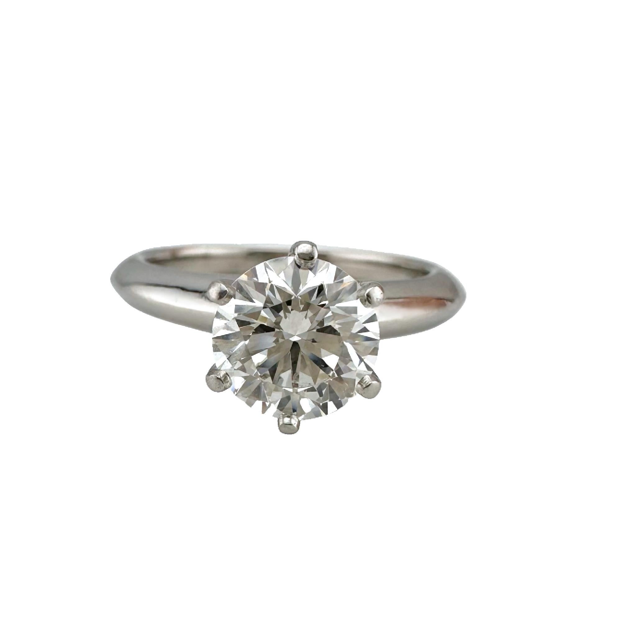Tiffany & Co. Round Brilliant Diamond 1.22 cts I VS1 Platinum Engagement Ring For Sale 1