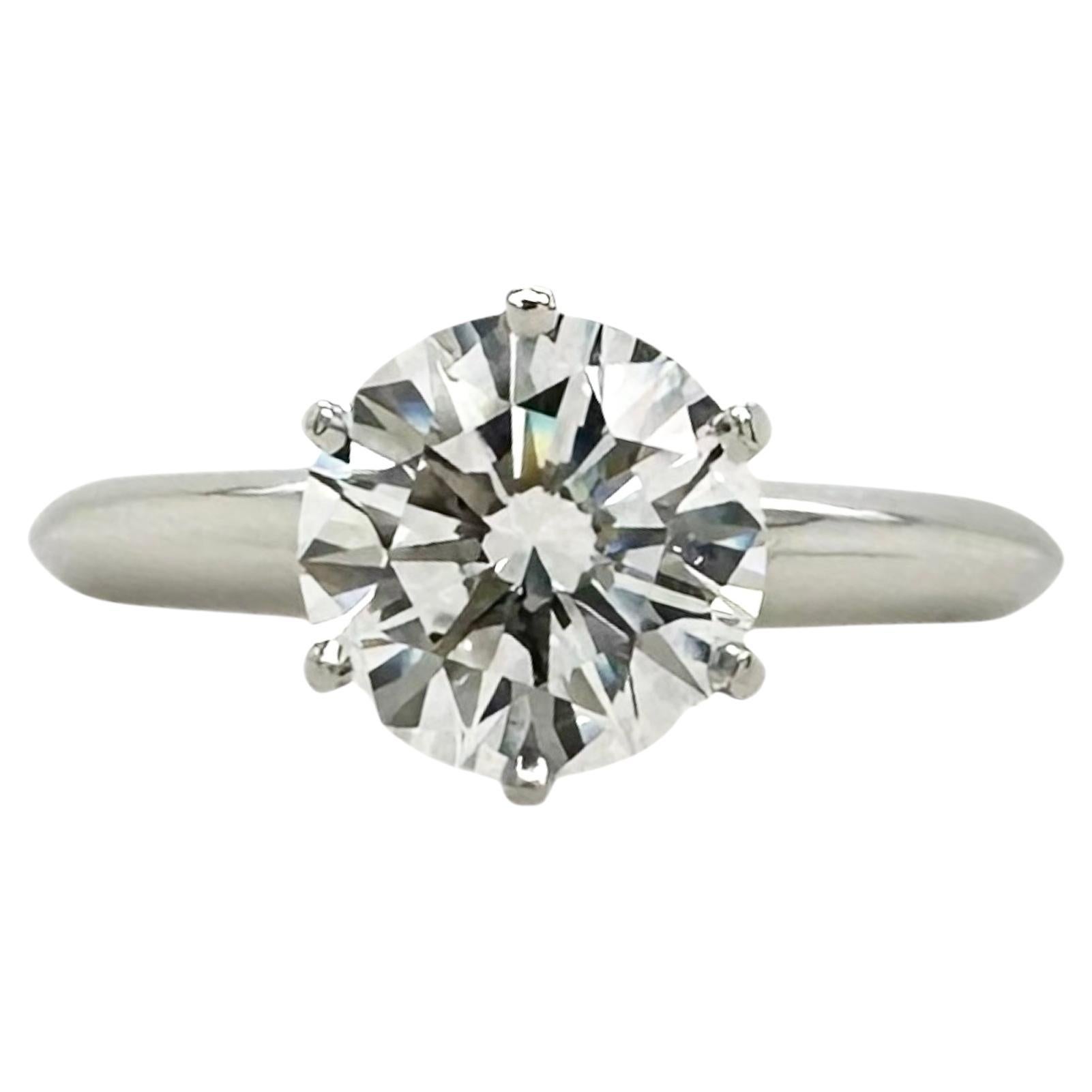 Tiffany & Co. Round Brilliant Diamond 1.60 cts D VS2 Engagement Ring PLAT