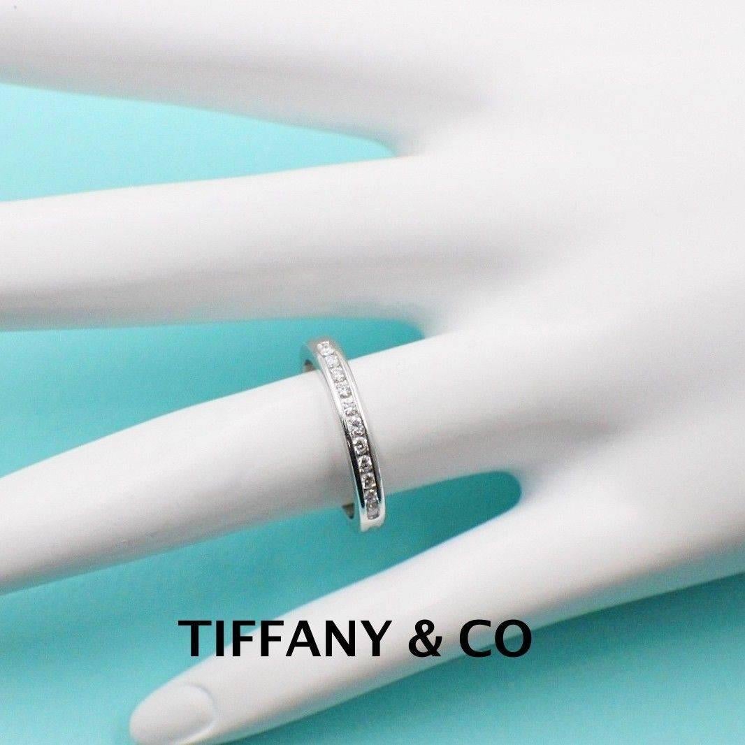 Tiffany & Co. Round Brilliant Diamond and Platinum Wedding Band Ring 2 MM For Sale 1