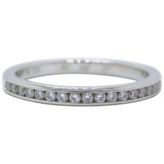 Used Tiffany & Co. Round Brilliant Diamond and Platinum Wedding Band Ring 2 MM