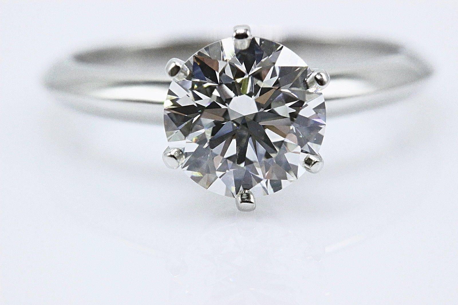 Tiffany & Co. Round Brilliant Diamond Engagement Ring 1.68 Carat G VVS2 Platinum 2