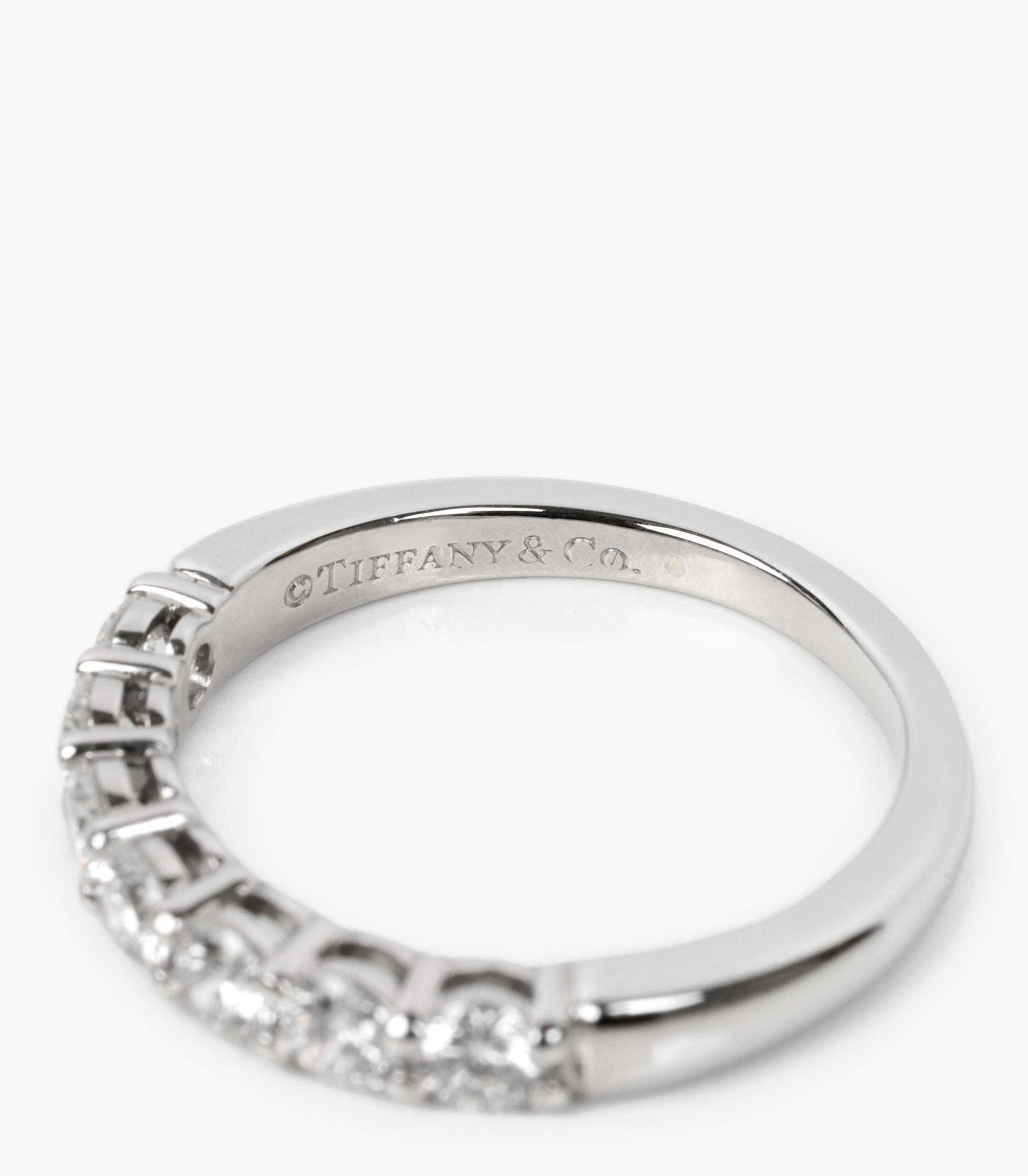 Round Cut Tiffany & Co. Round Brilliant Diamond Platinum Embrace Half Eternity Ring For Sale