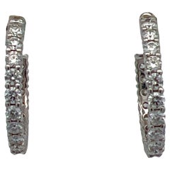 Tiffany & Co. Runde Brillant-Diamant-Platin-Creolen-Ohrringe mit Pousette-Rücken