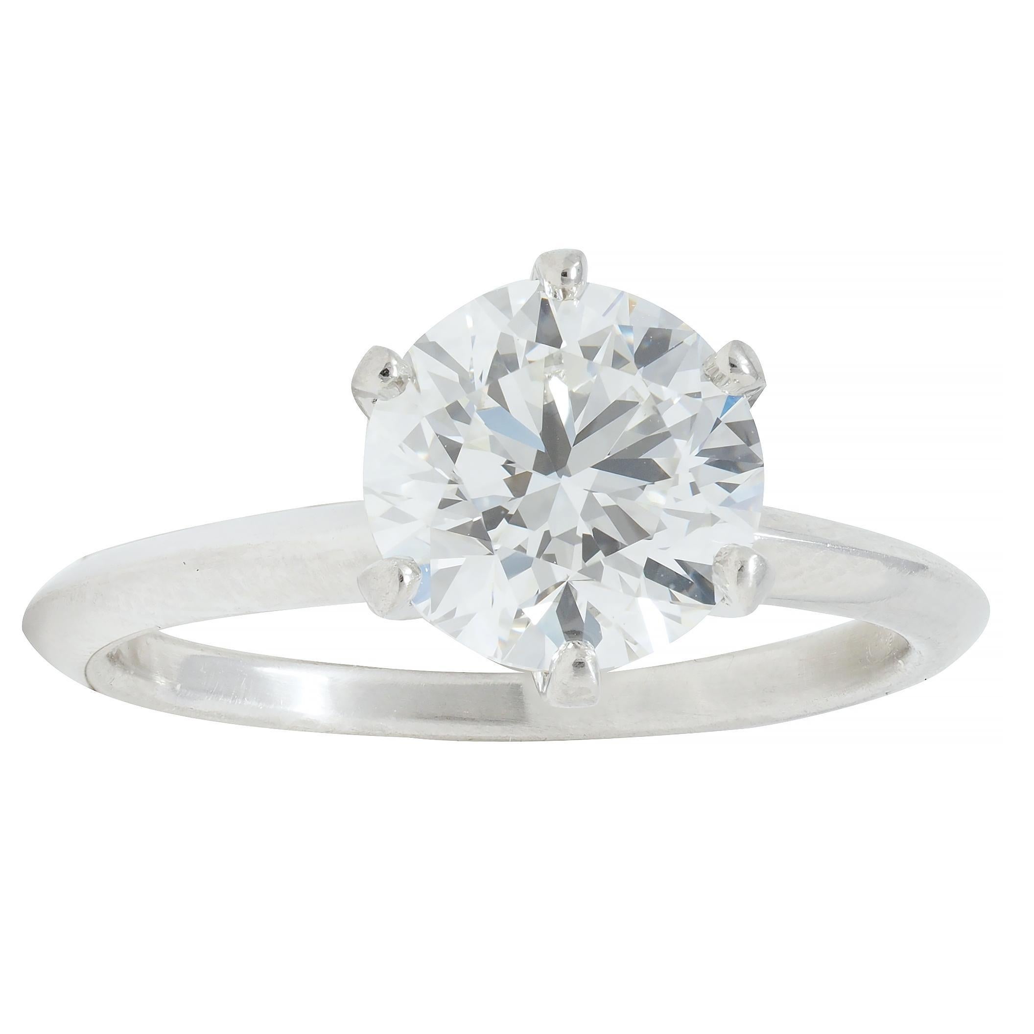 Tiffany & Co. Round Brilliant Diamond Platinum Solitaire Vintage Engagement Ring For Sale 7