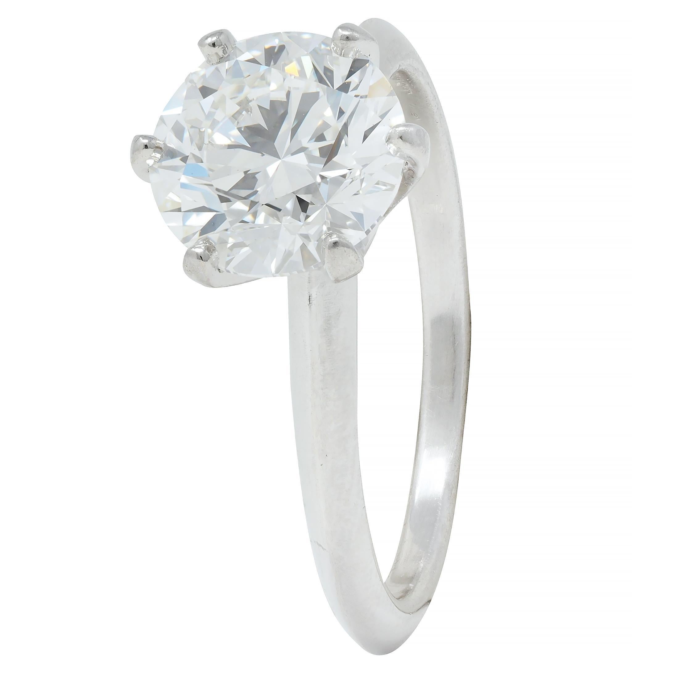 Tiffany & Co. Round Brilliant Diamond Platinum Solitaire Vintage Engagement Ring For Sale 4