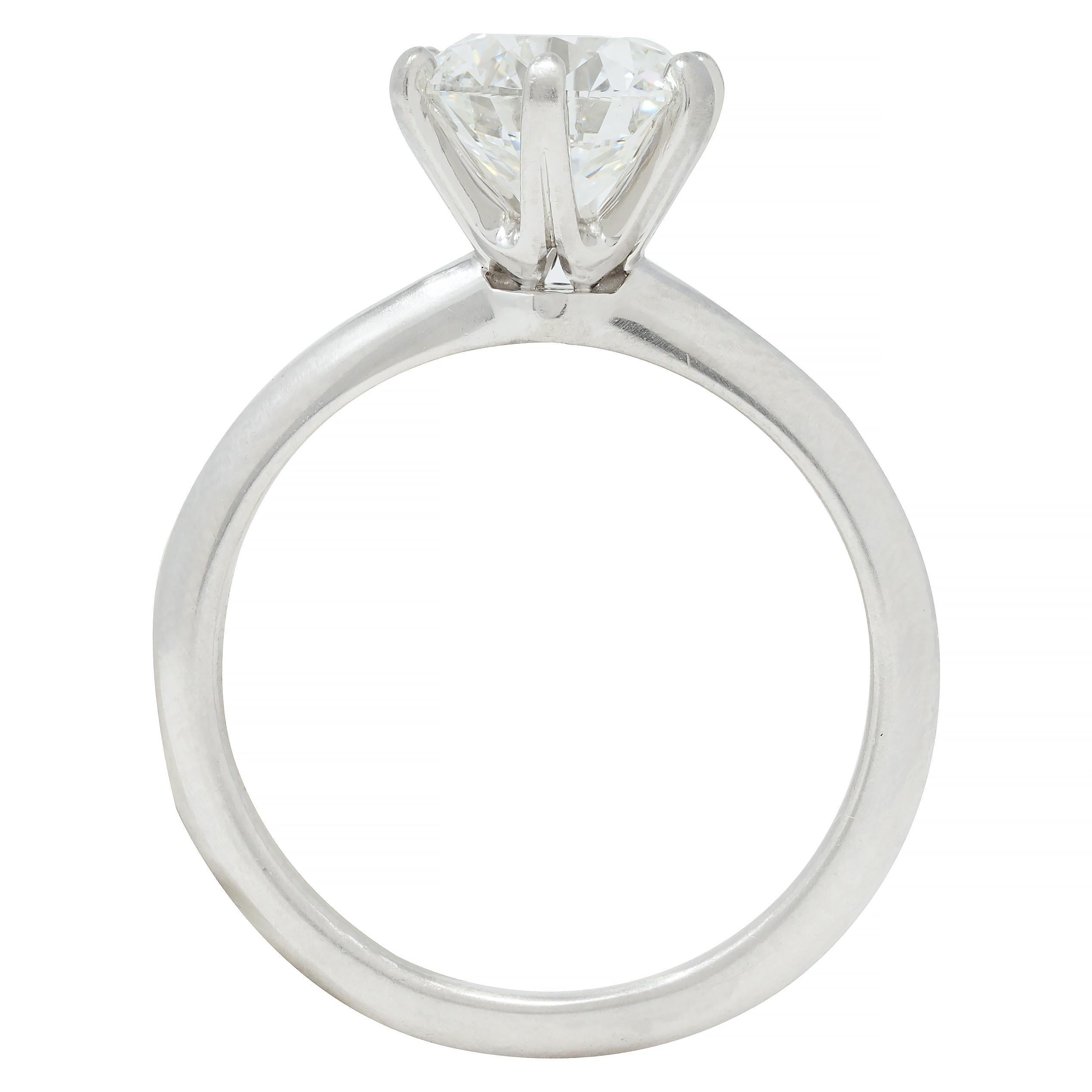 Tiffany & Co. Round Brilliant Diamond Platinum Solitaire Vintage Engagement Ring For Sale 3