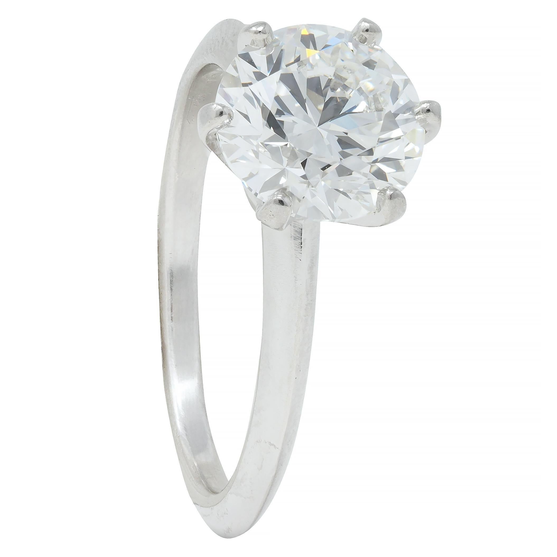 Tiffany & Co. Round Brilliant Diamond Platinum Solitaire Vintage Engagement Ring For Sale 6