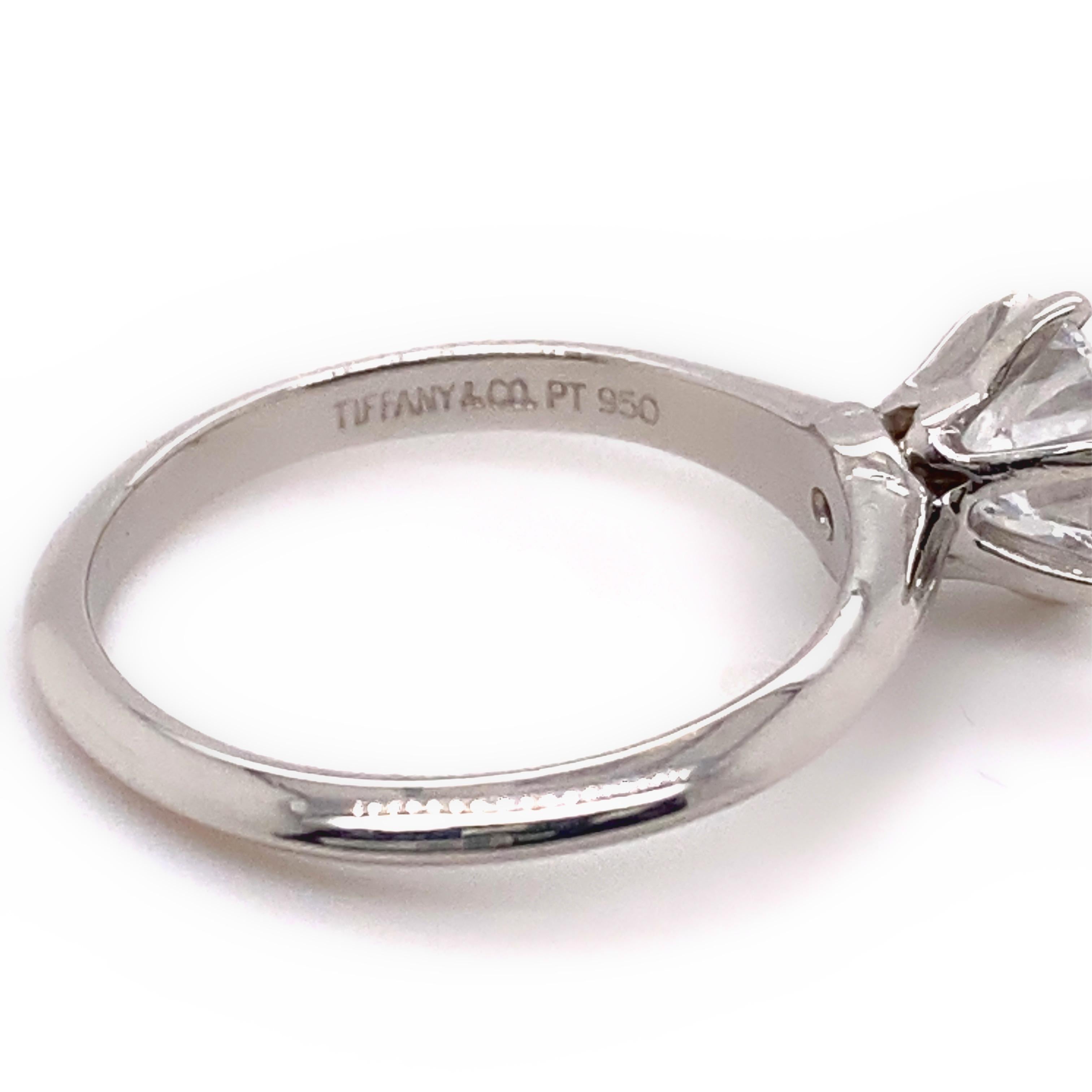 Tiffany & Co. Round Brilliant Diamond Ring 1.29 Cts D VVS2 in Platinum 2