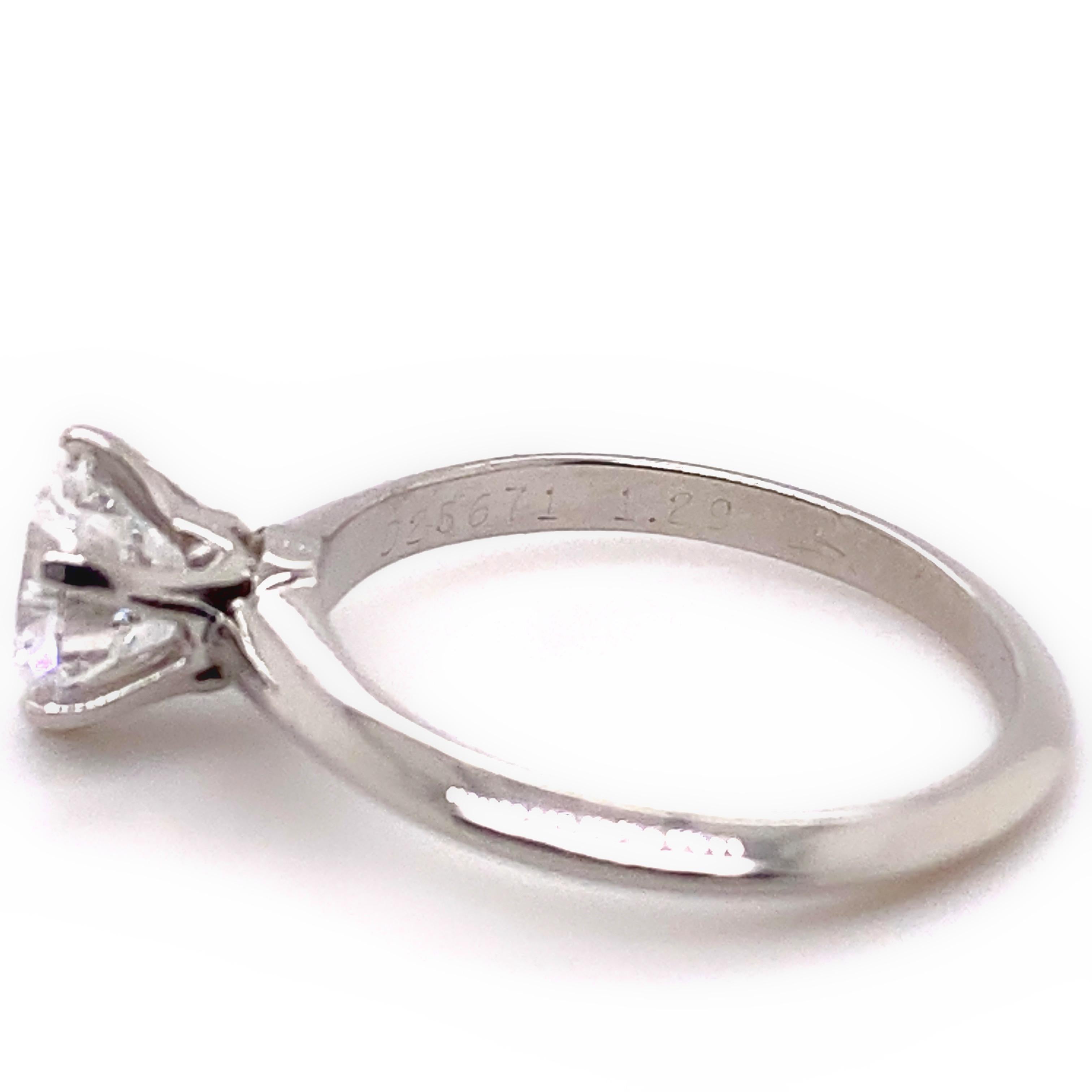 Tiffany & Co. Round Brilliant Diamond Ring 1.29 Cts D VVS2 in Platinum 3
