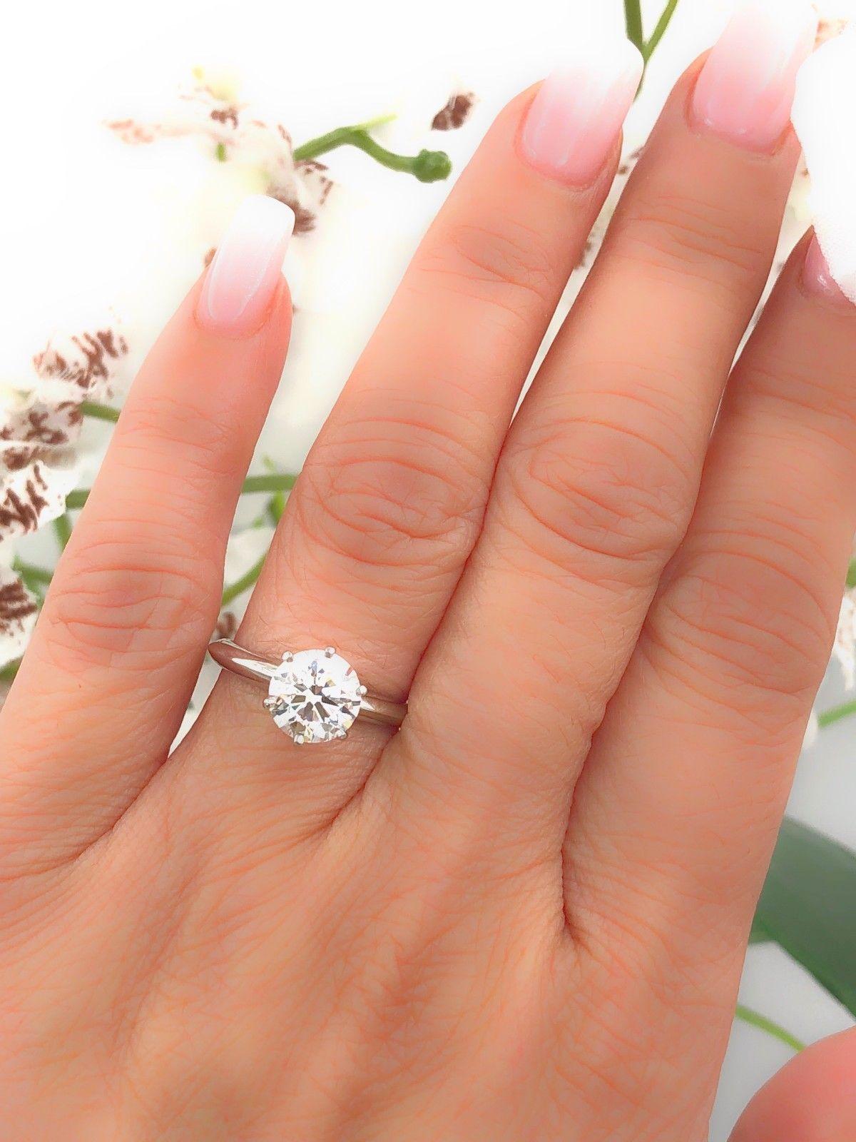 Modern Tiffany & Co. Round Brilliant Diamond Ring 1.29 Cts D VVS2 in Platinum