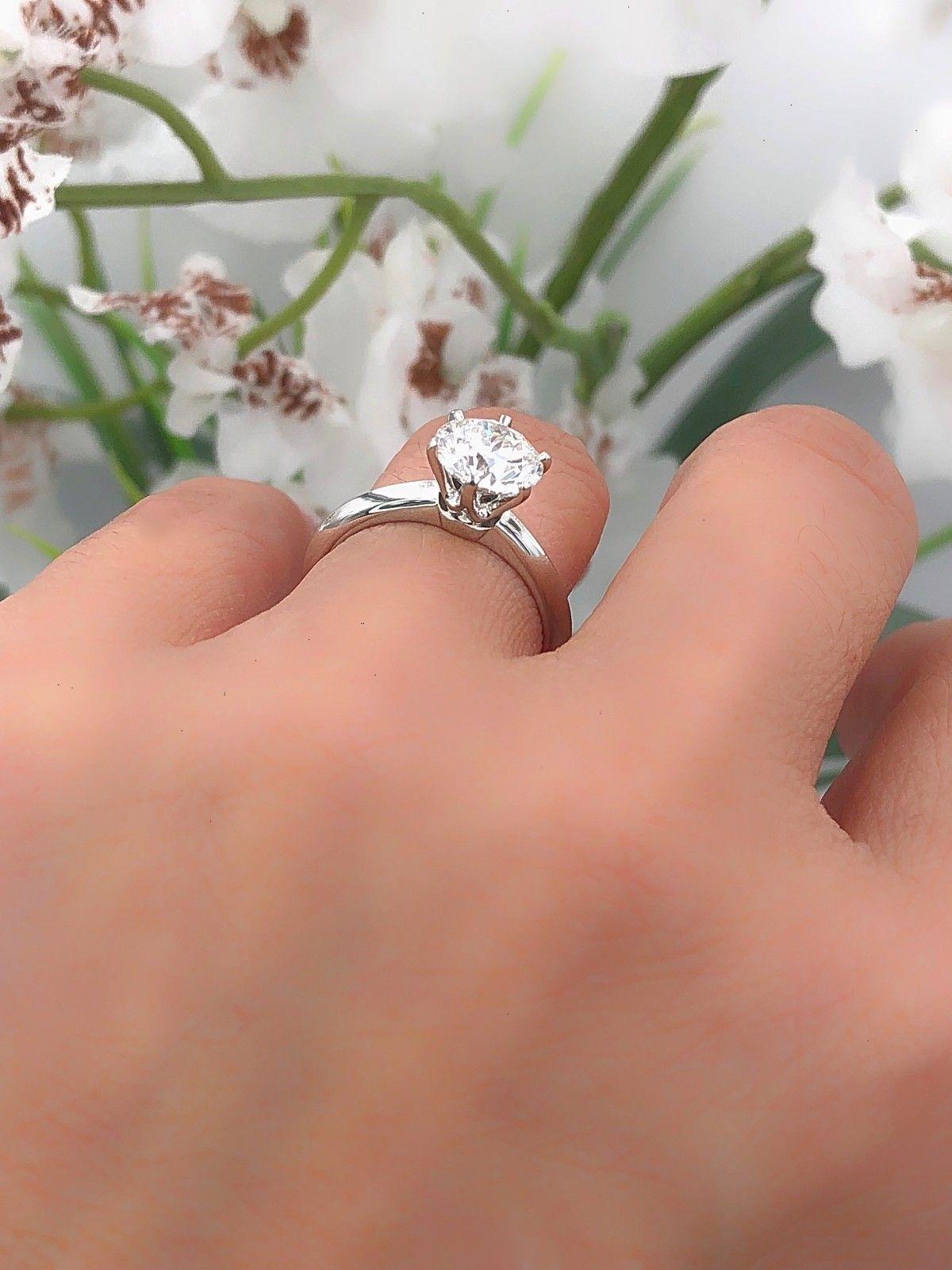 Round Cut Tiffany & Co. Round Brilliant Diamond Ring 1.29 Cts D VVS2 in Platinum