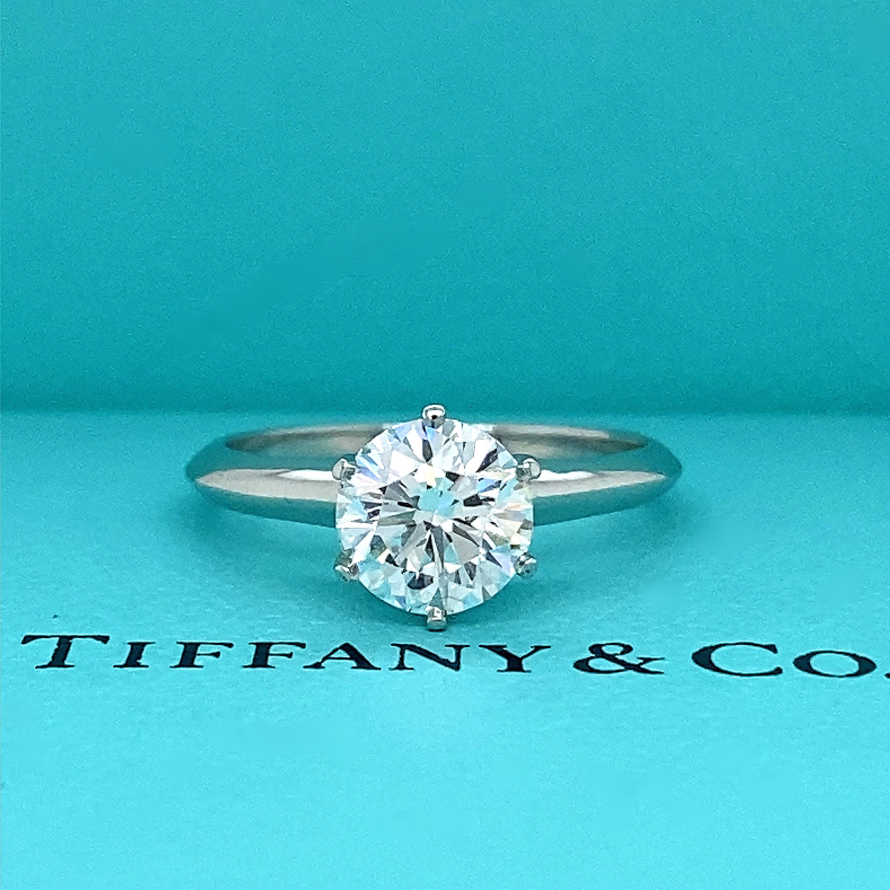 Tiffany & Co. Round Brilliant Diamond Ring 1.29 Cts D VVS2 in Platinum 1