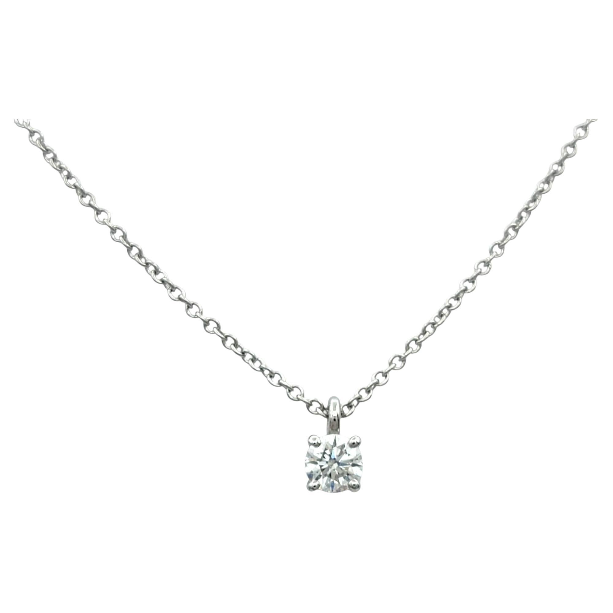 Tiffany & Co. Round Brilliant Diamond Solitaire Pendant Necklace in Platinum