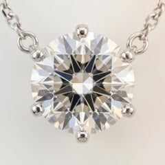 Tiffany & Co. Round Brilliant Diamond Solitaire Platinum Pendant