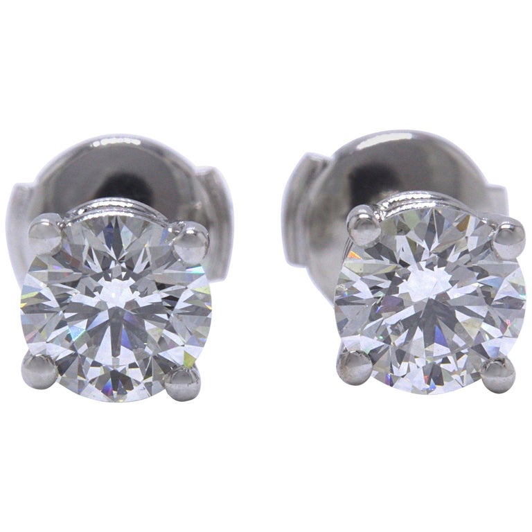 Tiffany And Co Round Brilliant Diamond Stud Earrings 2 04 Tcw I