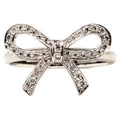 Used Tiffany & Co. Round Brilliant Pave Diamond Bow Band Ring in Platinum
