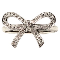 Tiffany & Co. Round Brilliant Pave Diamond Bow Band Ring in Platinum