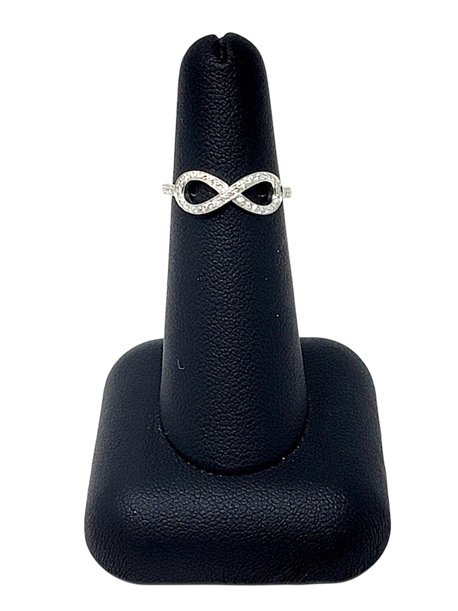 Round Cut Tiffany & Co. Round Brilliant Pave Diamond Infinity Symbol Band Ring in Platinum