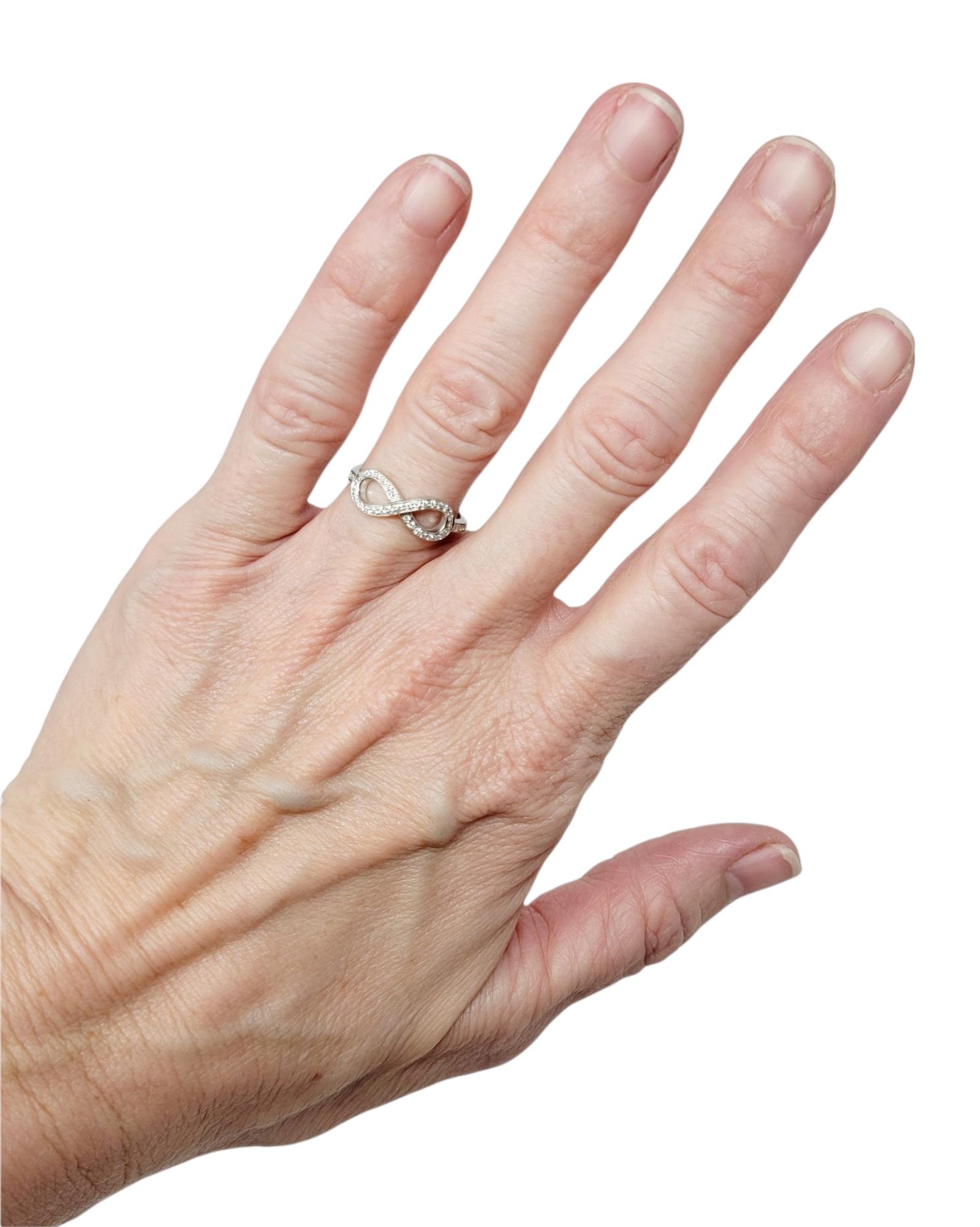 Women's Tiffany & Co. Round Brilliant Pave Diamond Infinity Symbol Band Ring in Platinum