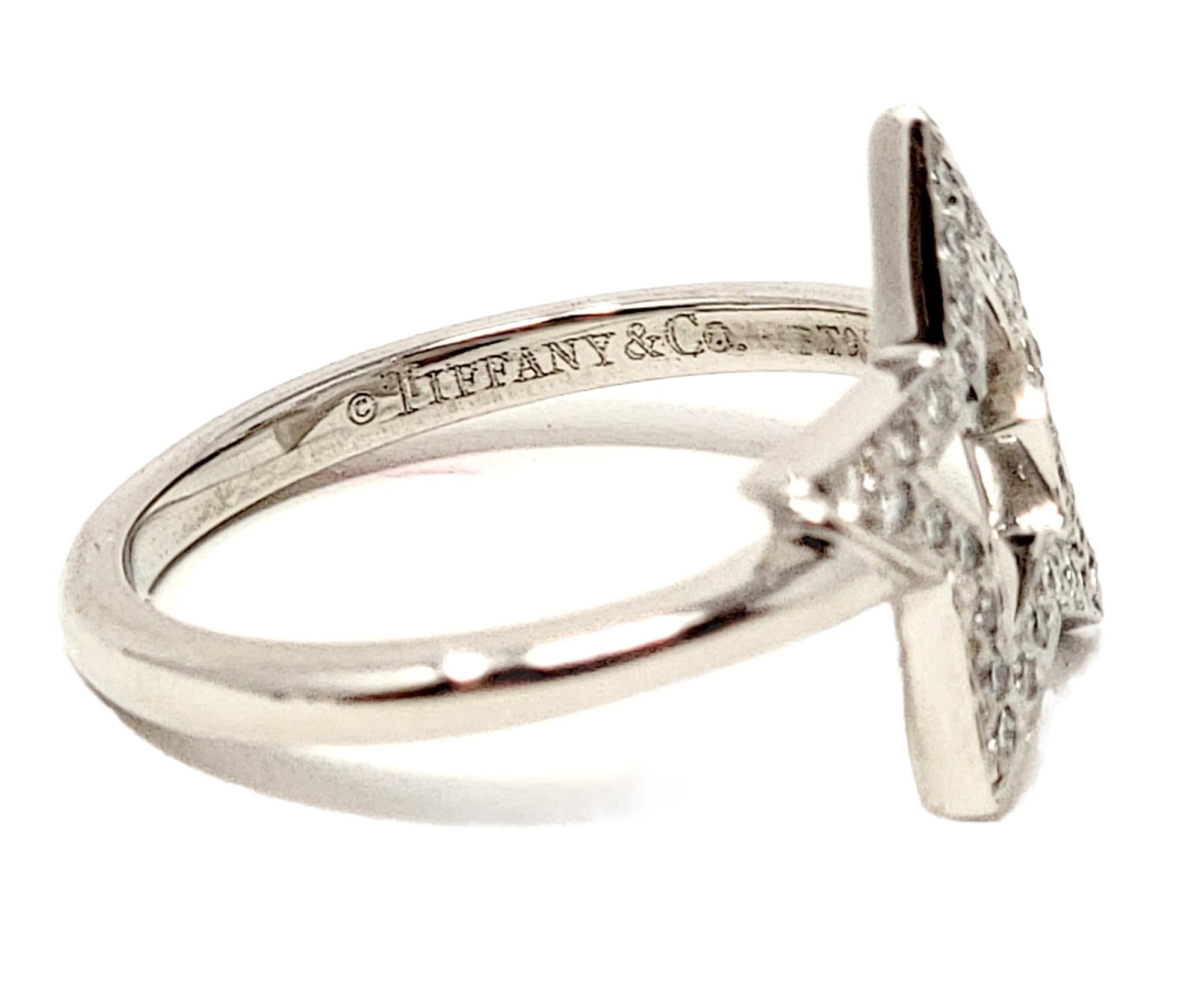 Tiffany & Co. Round Brilliant Pave Diamond Star Symbol Band Ring in Platinum For Sale 4