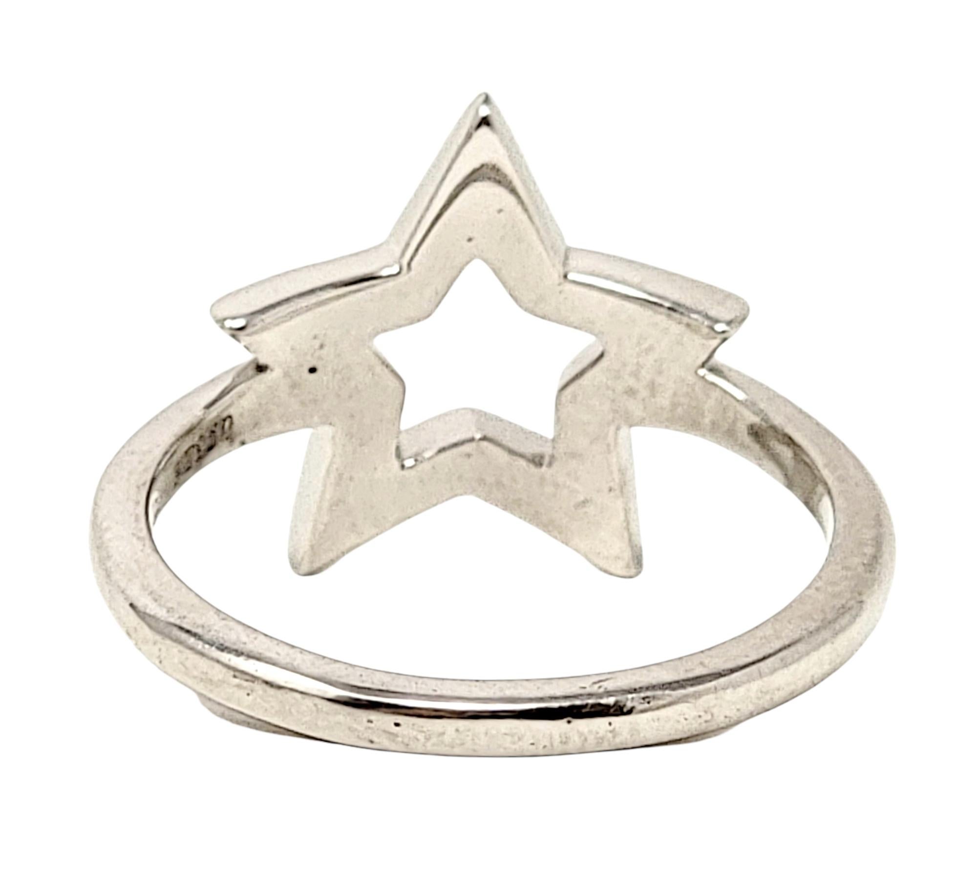 Contemporary Tiffany & Co. Round Brilliant Pave Diamond Star Symbol Band Ring in Platinum For Sale