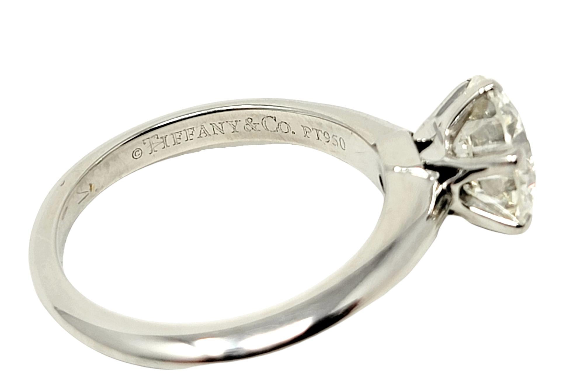 Contemporary Tiffany & Co. Round Brilliant Solitaire Platinum Engagement Ring 1.61 Carat 