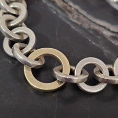 Tiffany & Co. Round Circle Link Bracelet 18k Yellow Gold Sterling Silver 7.75"